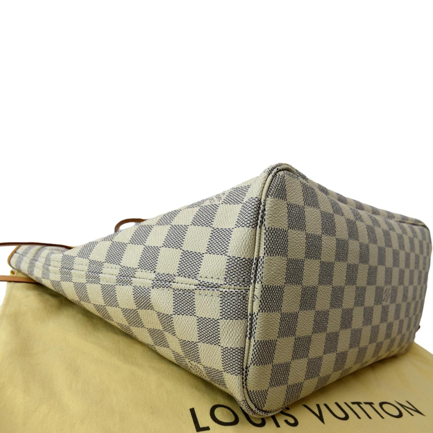LOUIS VUITTON Neverfull MM Damier Azur Shoulder Bag White