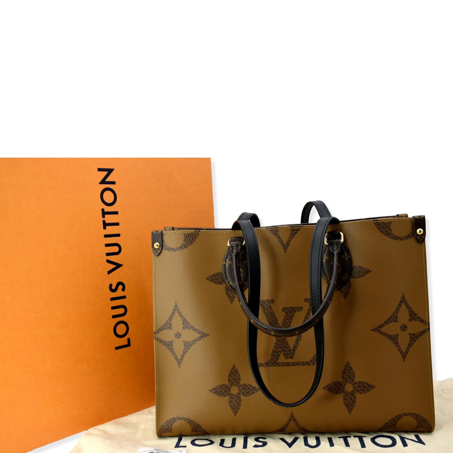 LOUIS VUITTON Onthego MM Giant Monogram Canvas Tote Shoulder Bag Brown