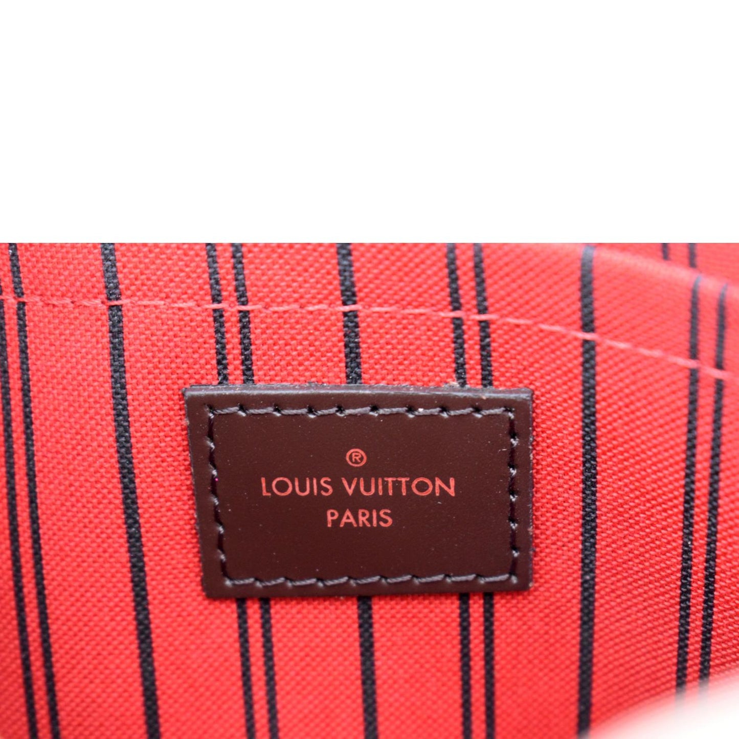 LOUIS VUITTON  Neverfull Damier Ebene Pochette Wristlet Pouch Brown