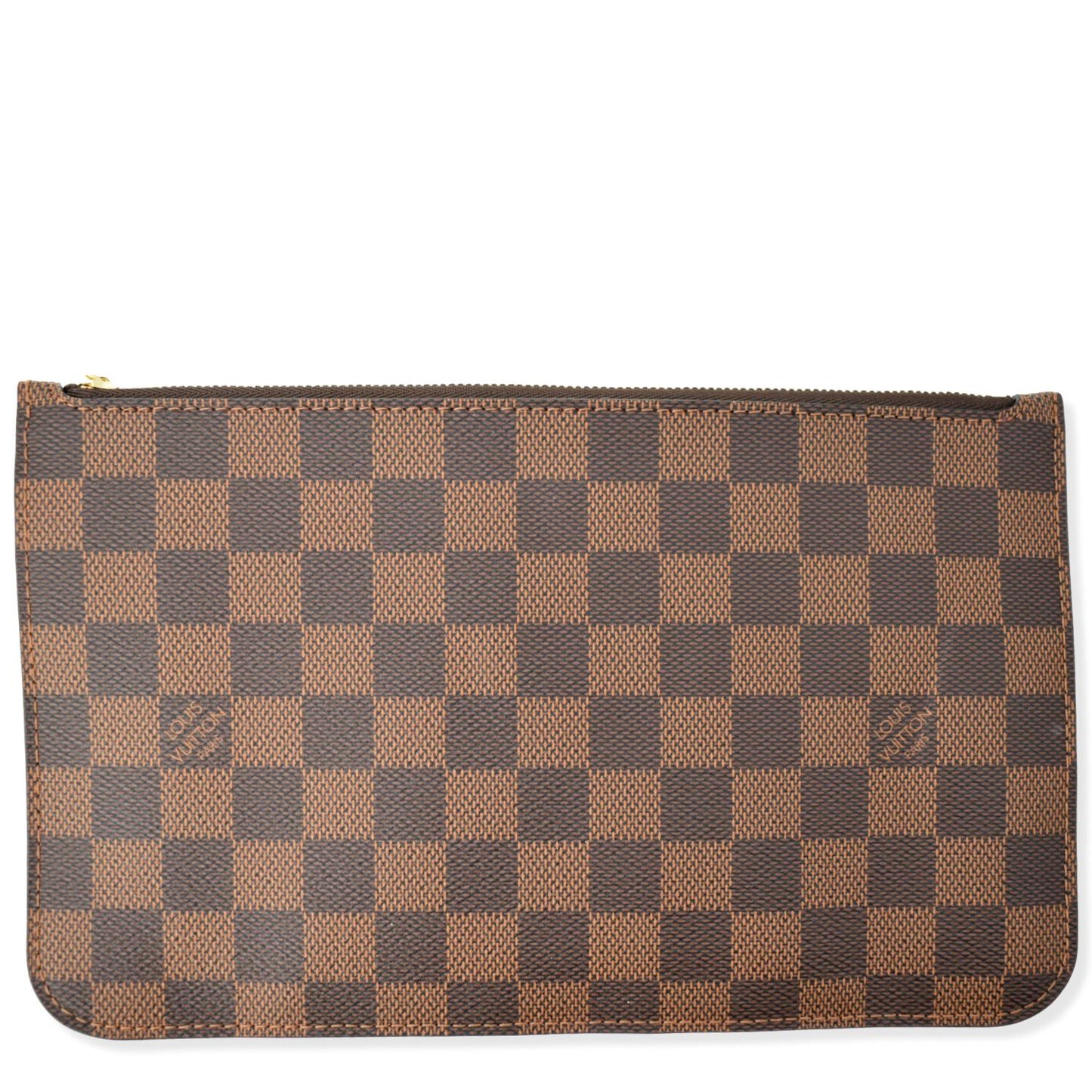 LOUIS VUITTON  Neverfull Damier Ebene Pochette Wristlet Pouch Brown