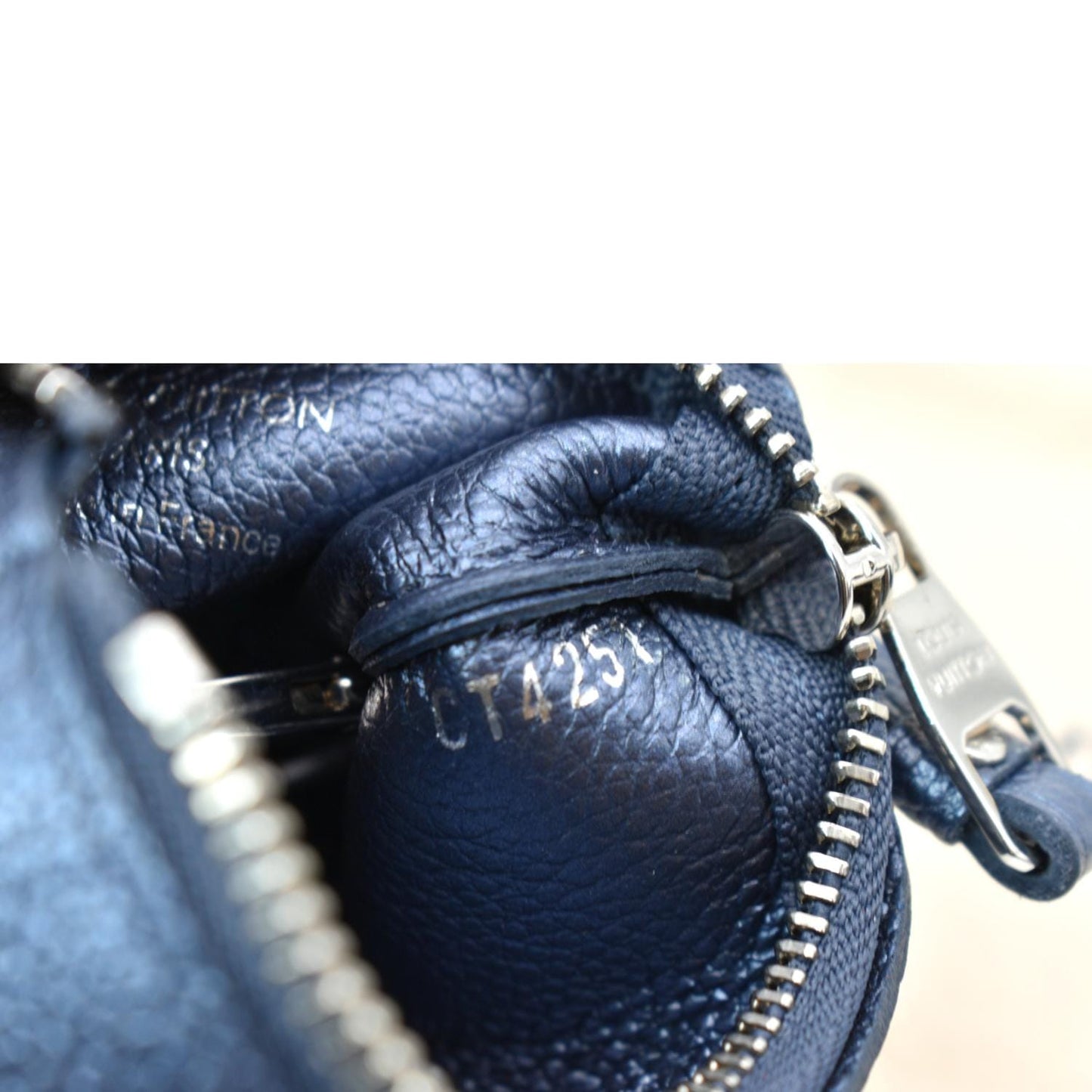 LOUIS VUITTON Key Pouch Empreinte Leather Wallet Blue