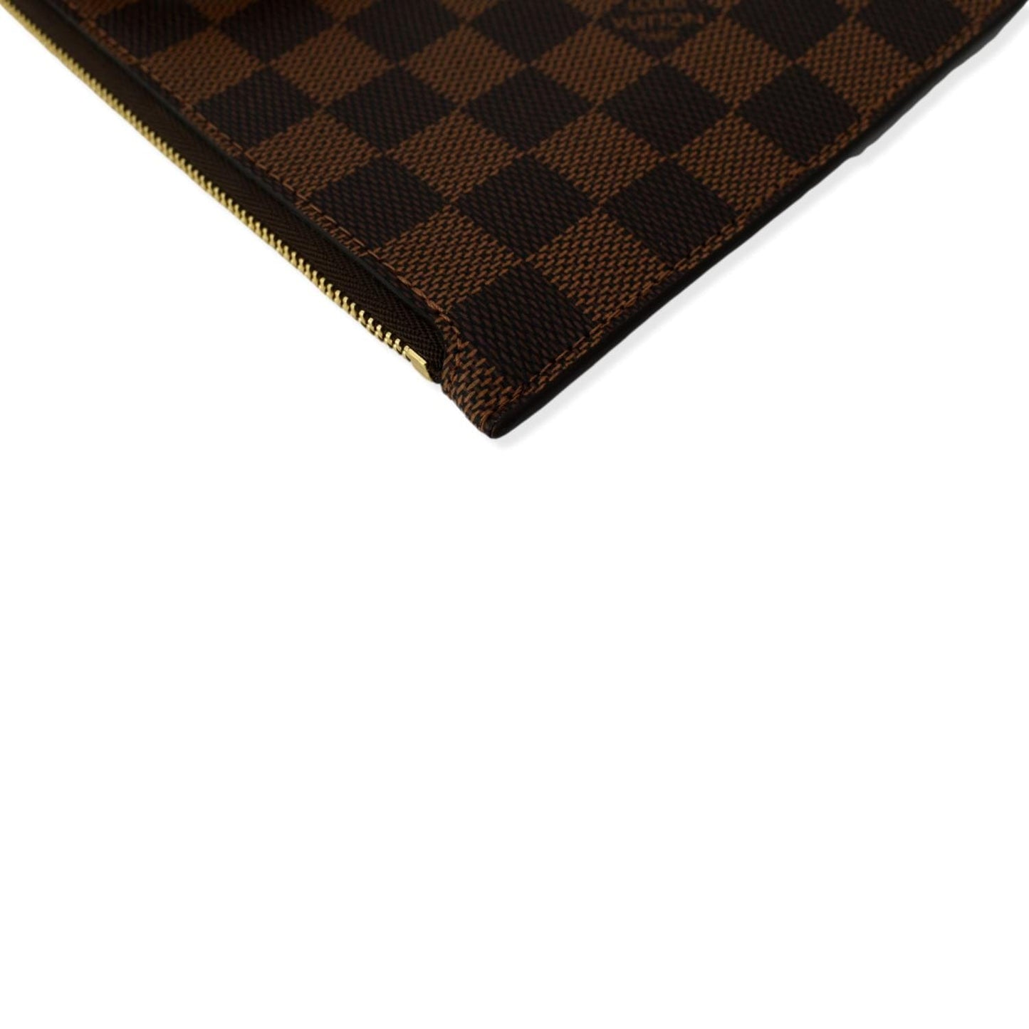LOUIS VUITTON  Neverfull Damier Ebene Pochette Wristlet Pouch Brown