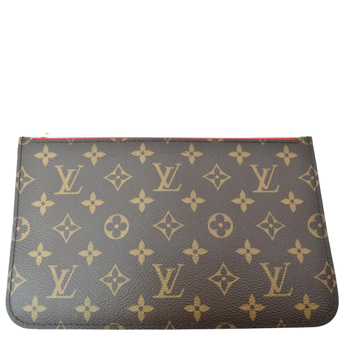 LOUIS VUITTON Neverfull Monogram Canvas Pochette Wristlet Pouch Brown