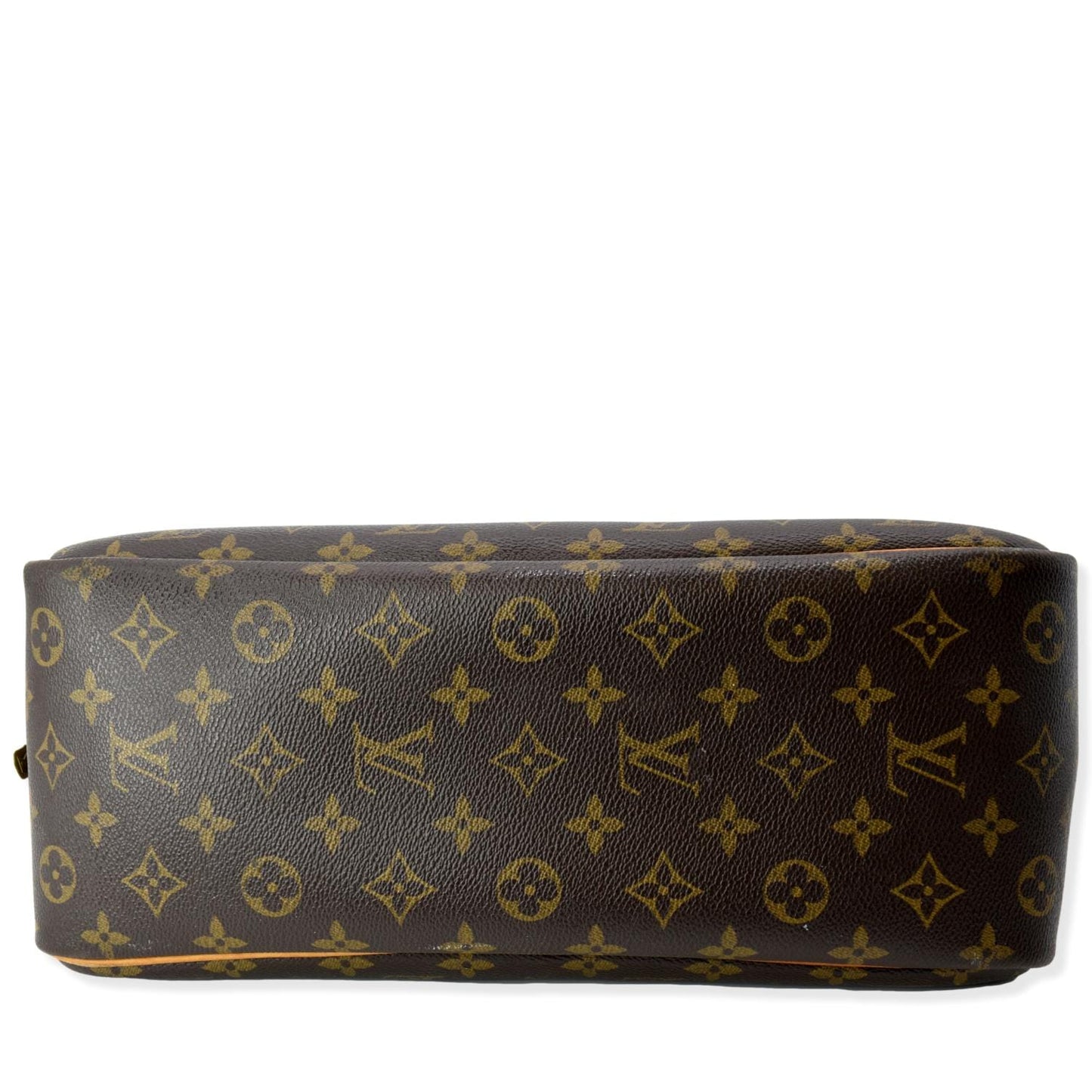 LOUIS VUITTON Deauville Boston Monogram Canvas Satchel Bag Brown