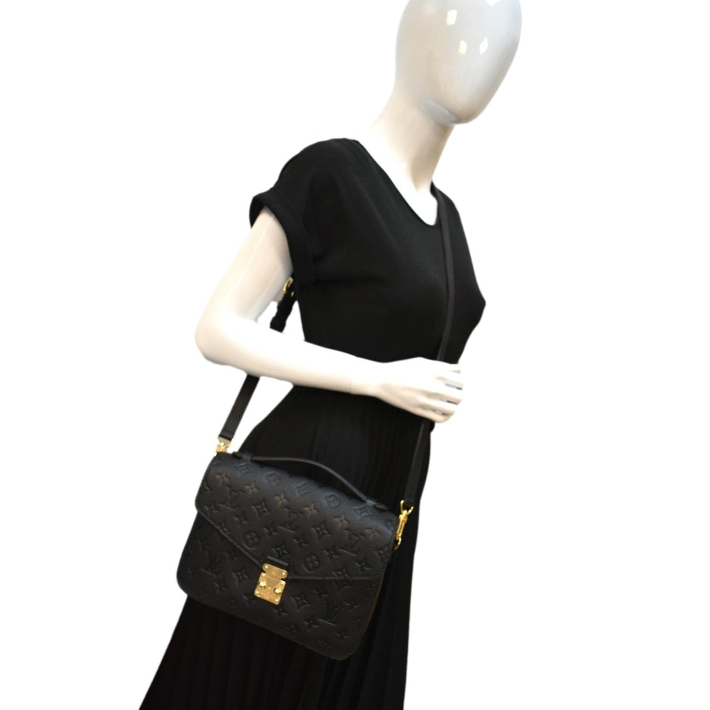 LOUIS VUITTON Metis Pochette Empreinte Leather Crossbody Bag Black
