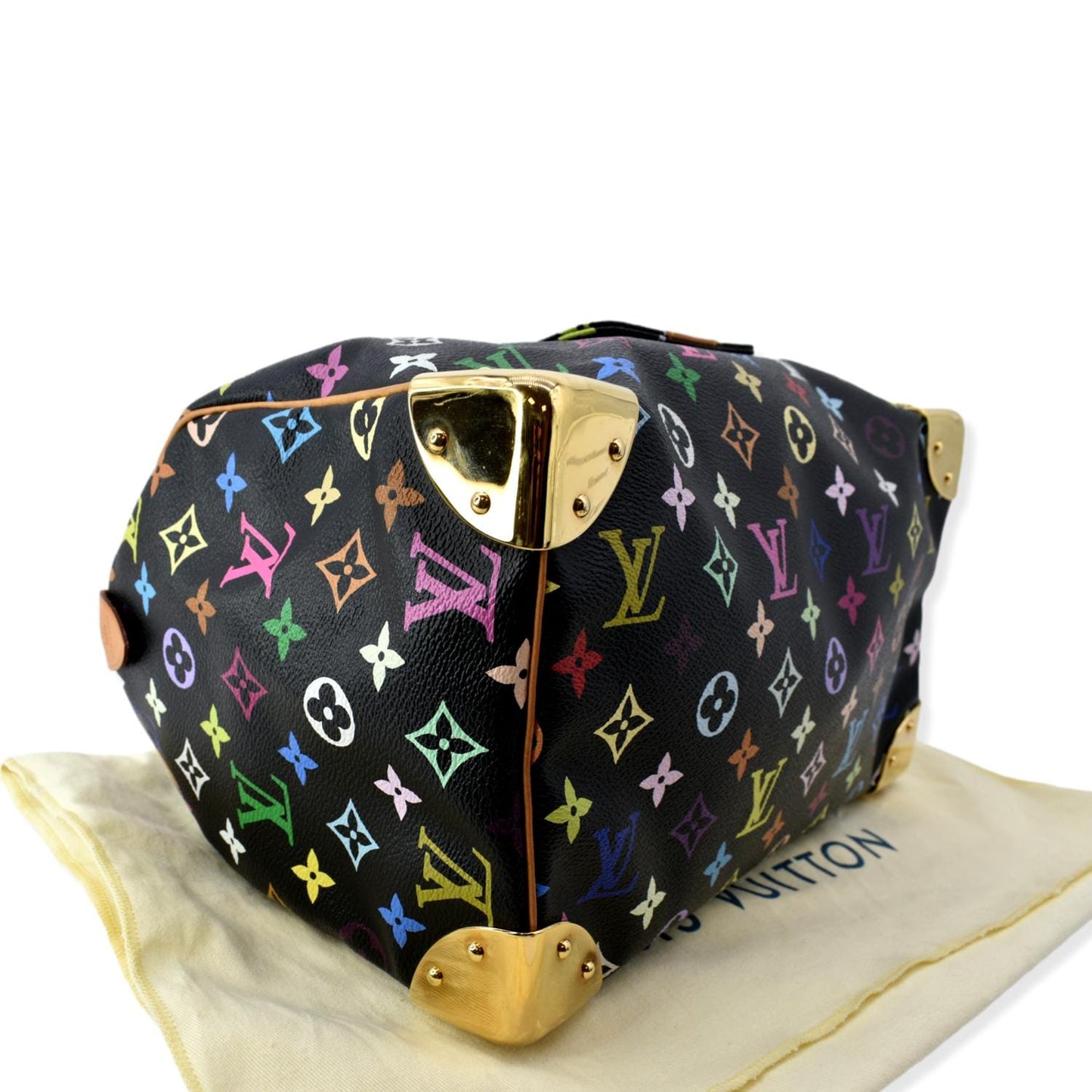 LOUIS VUITTON Speedy 30 Monogram Multicolor Canvas Satchel Bag Black
