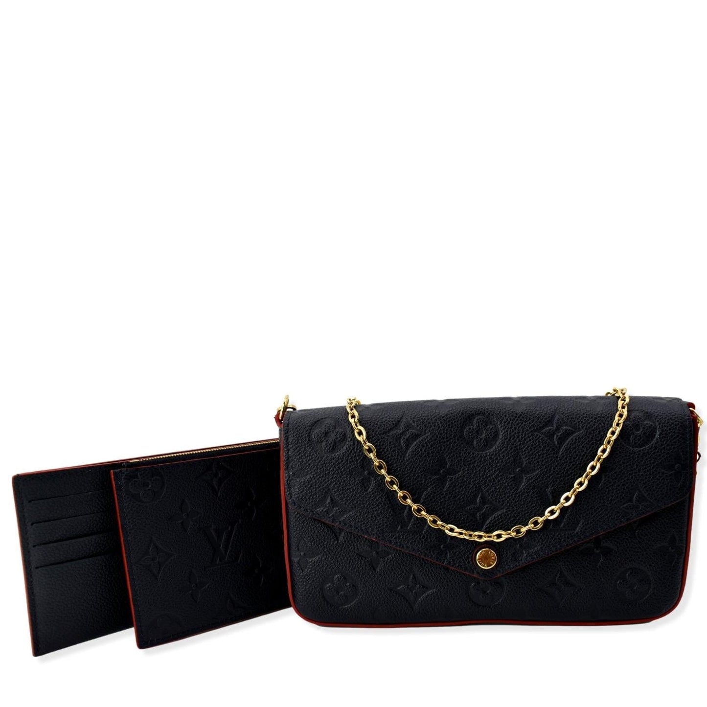 LOUIS VUITTON Felicie Monogram Empreinte Chain Pochette Crossbody Bag Blue