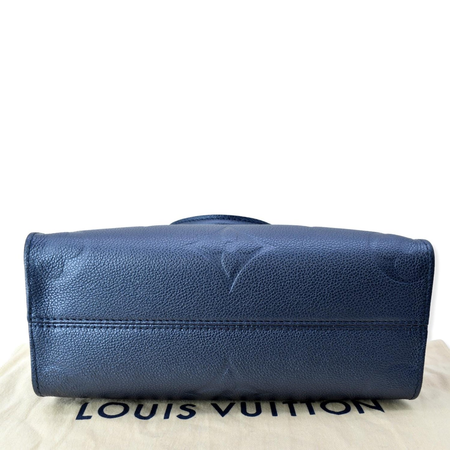LOUIS VUITTON Onthego PM Monogram Empreinte Tote Shoulder Bag Navy Nacre