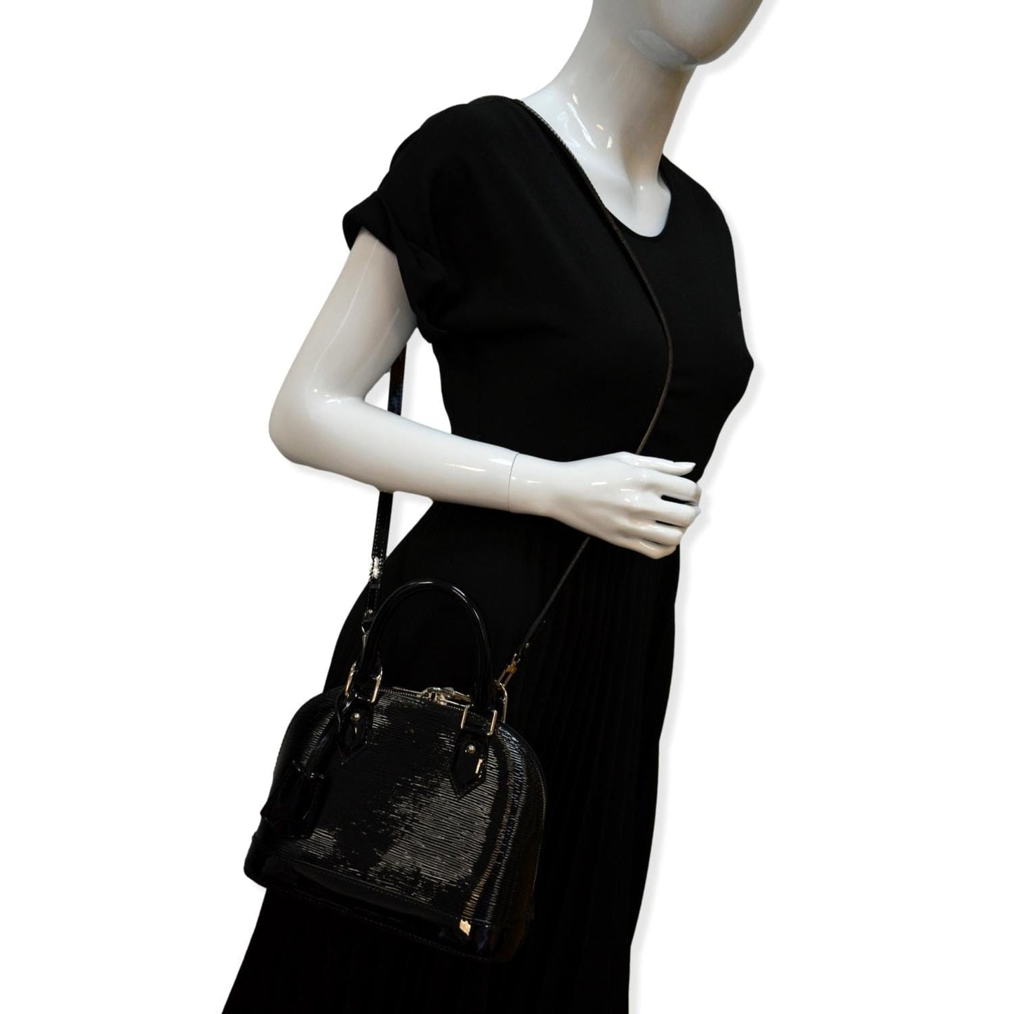 LOUIS VUITTON Alma BB Electric Epi Leather Crossbody Bag Black
