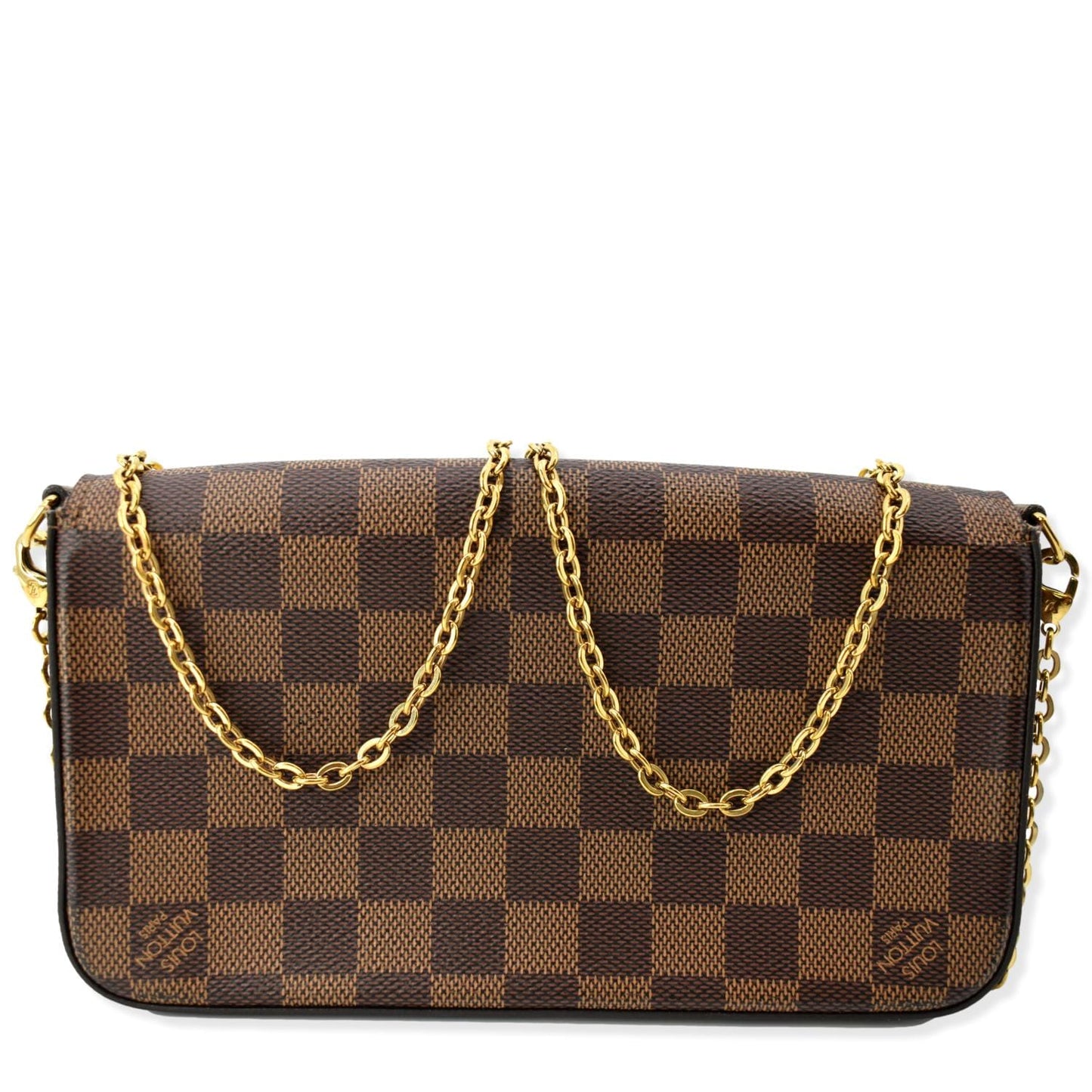 LOUIS VUITTON Felicie Damier Ebene Pochette Crossbody Bag Brown