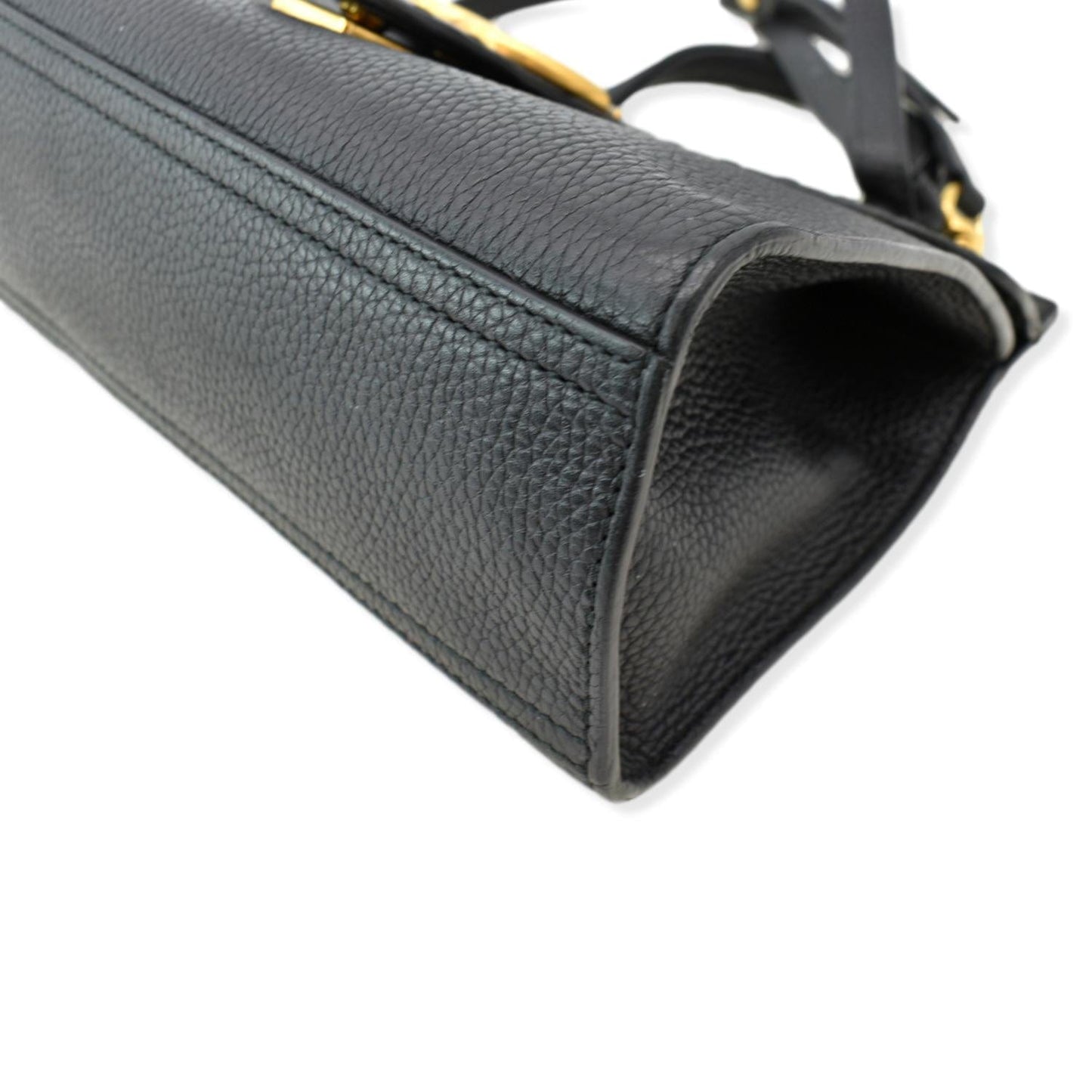 GUCCI GG Marmont Leather Top Handle Shoulder Bag Black 442622