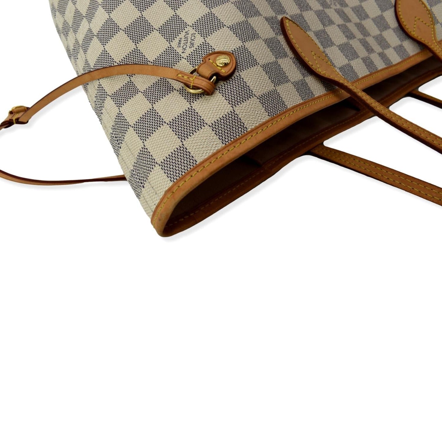 LOUIS VUITTON  Neverfull MM Damier Azur Shoulder Bag White