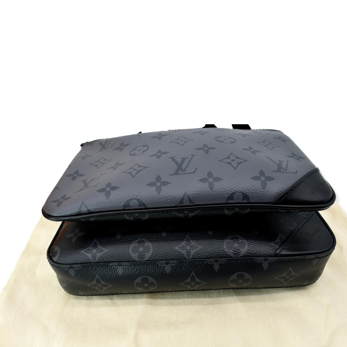 LOUIS VUITTON Trio Monogram Eclipse Messenger Bag Grey