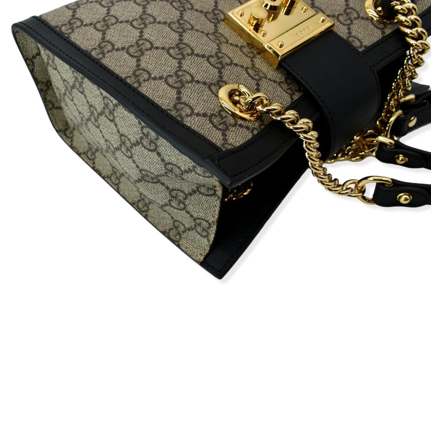GUCCI Padlock Small GG Supreme Canvas Shoulder Bag Beige/Ebony 498156