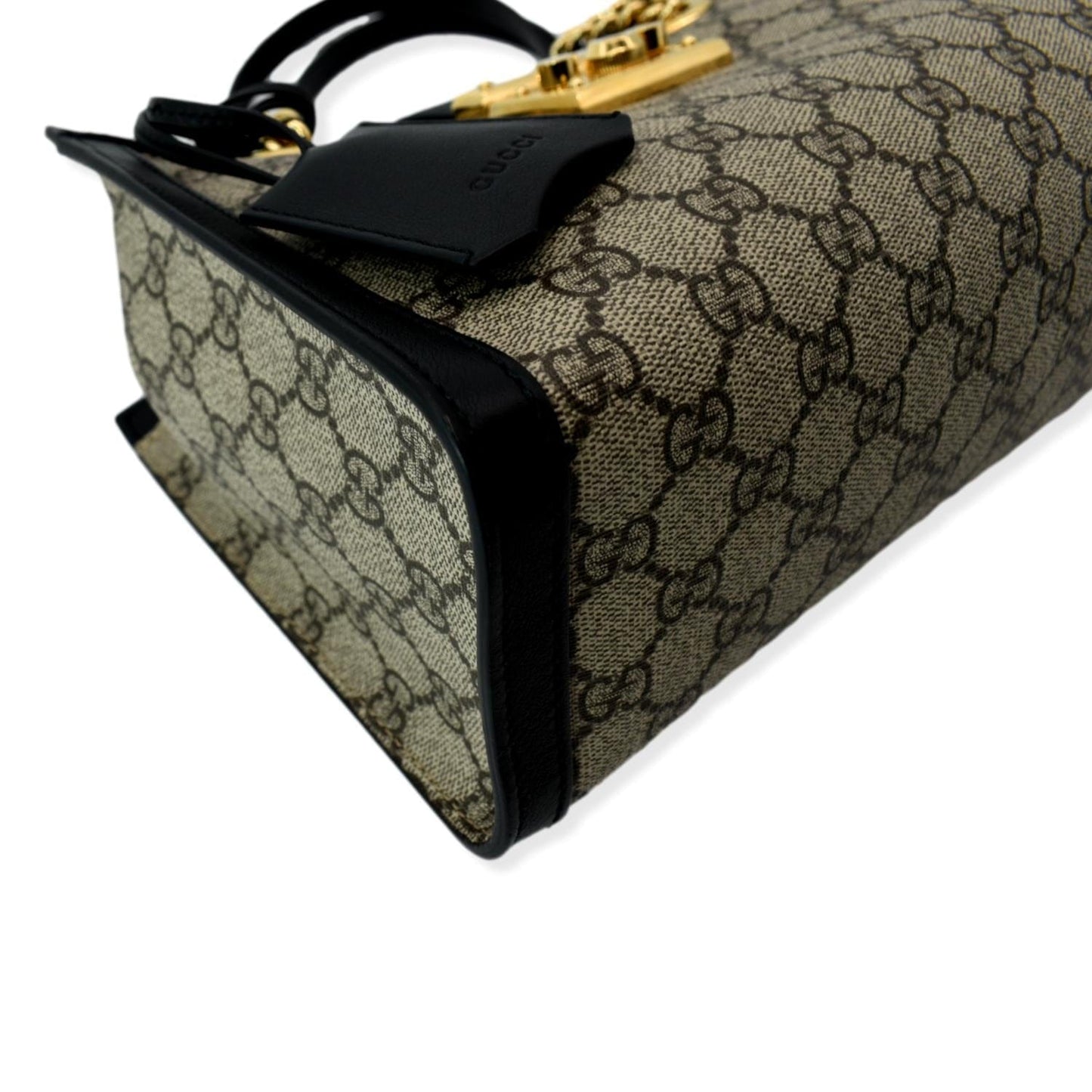 GUCCI Padlock Small GG Supreme Canvas Shoulder Bag Beige/Ebony 498156