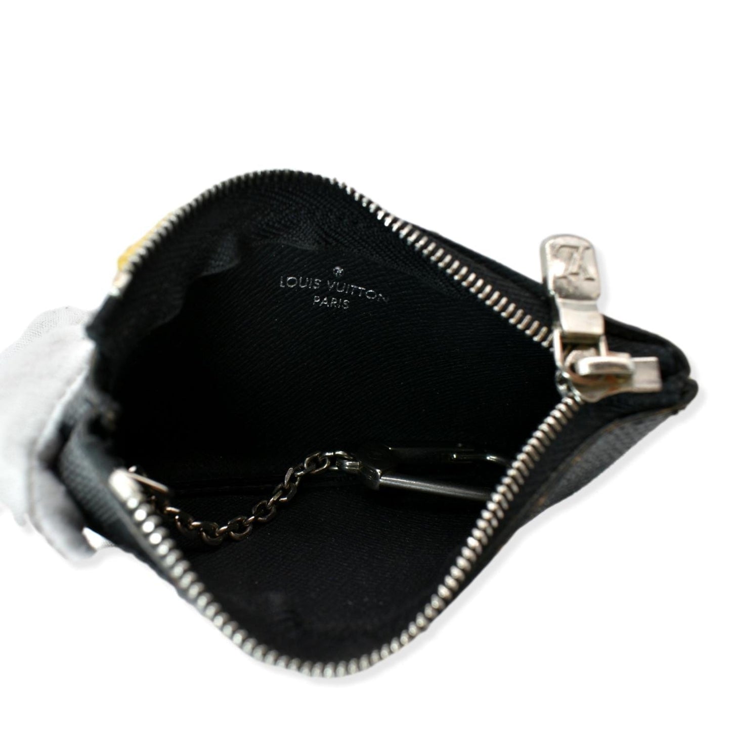 LOUIS VUITTON Pochette Key Cles Damier Graphite Coin Case Black