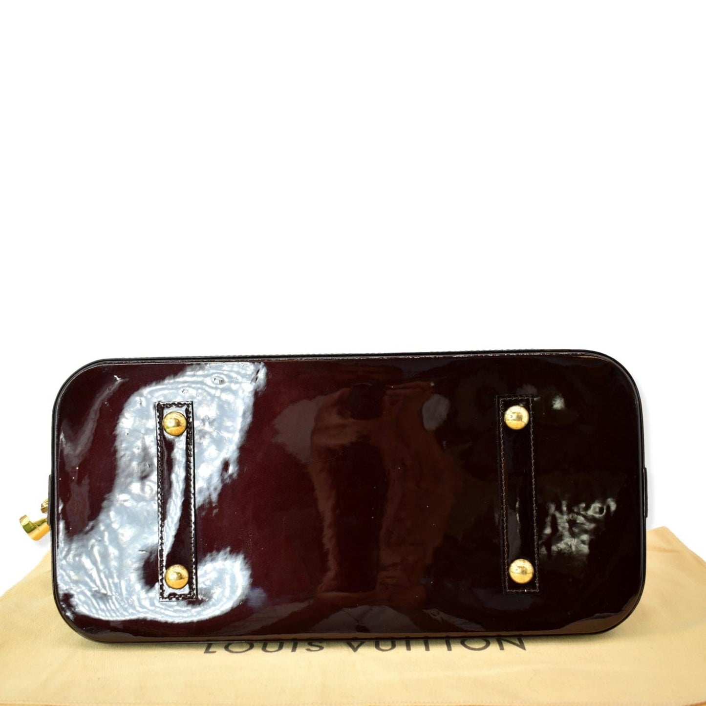 LOUIS VUITTON Alma GM Monogram Vernis Leather Satchel Bag Burgundy