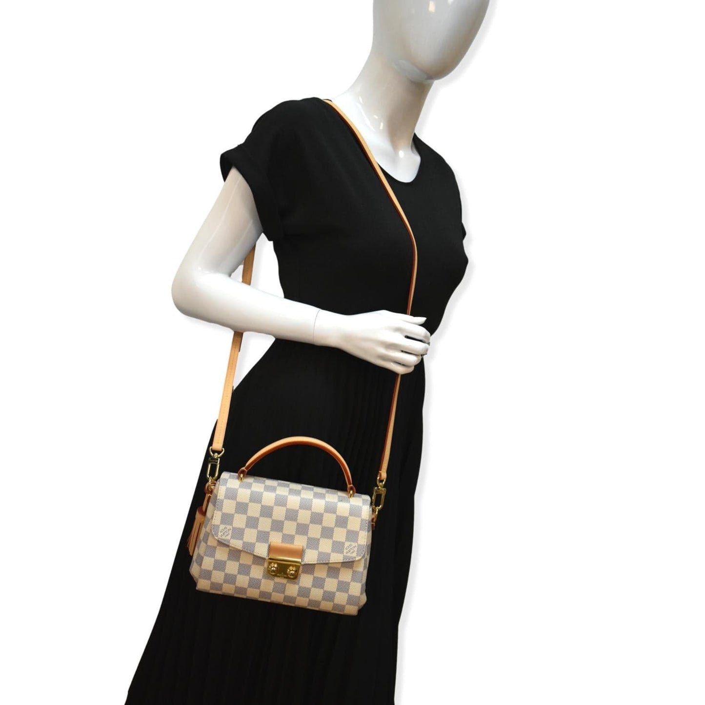 LOUIS VUITTON Croisette Damier Azur Satchel Crossbody Bag White