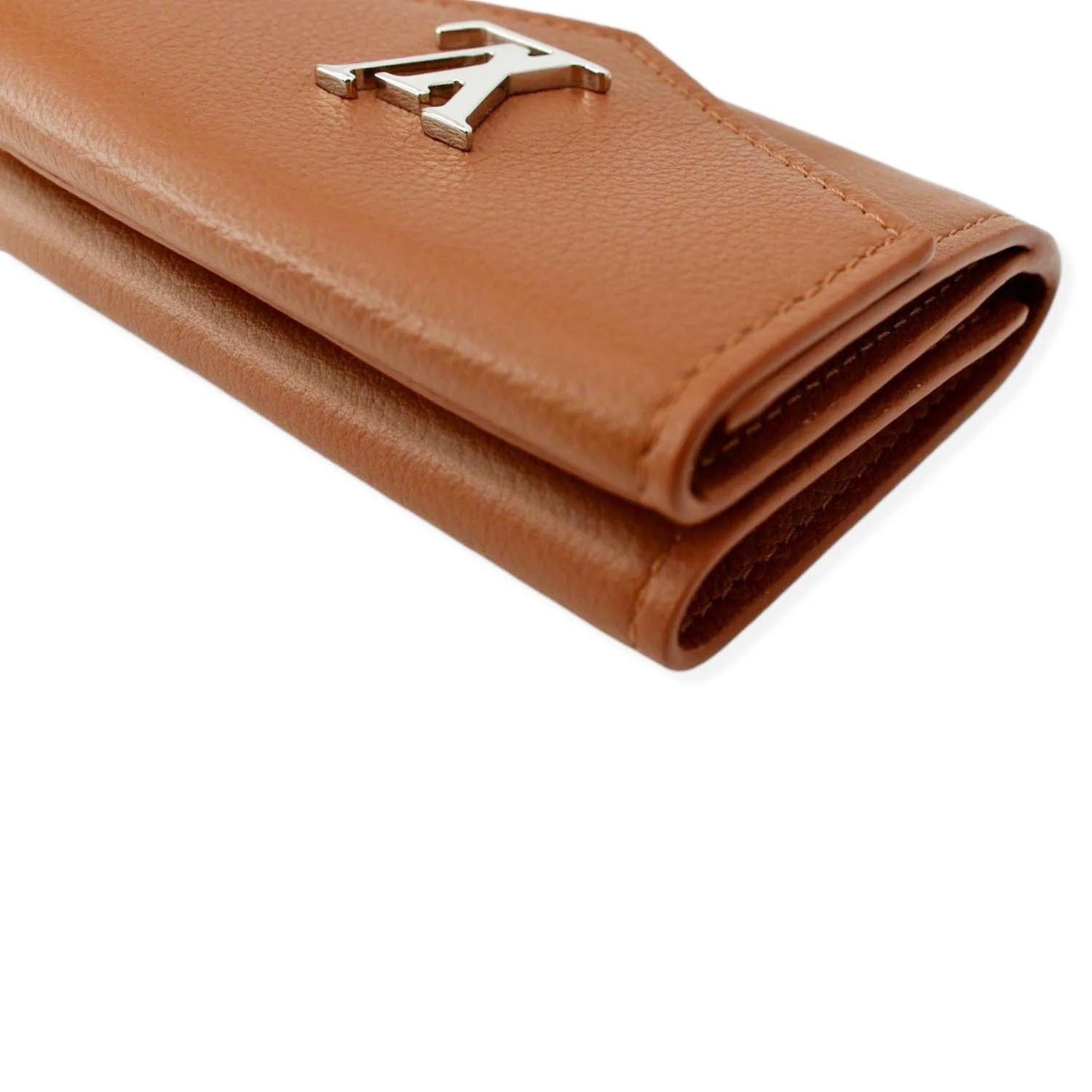 LOUIS VUITTON Lockmini Calfskin Leather Card Case Wallet Brown