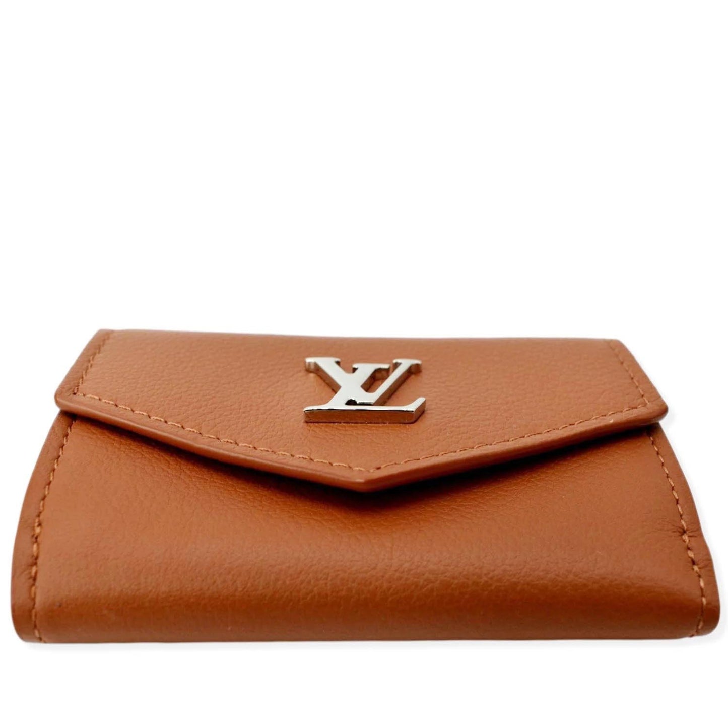 LOUIS VUITTON Lockmini Calfskin Leather Card Case Wallet Brown