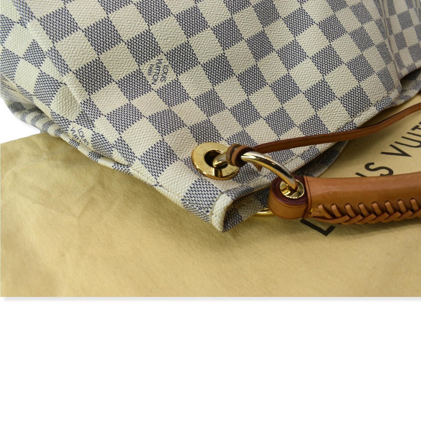 LOUIS VUITTON Artsy MM Damier Azur Hobo Bag White