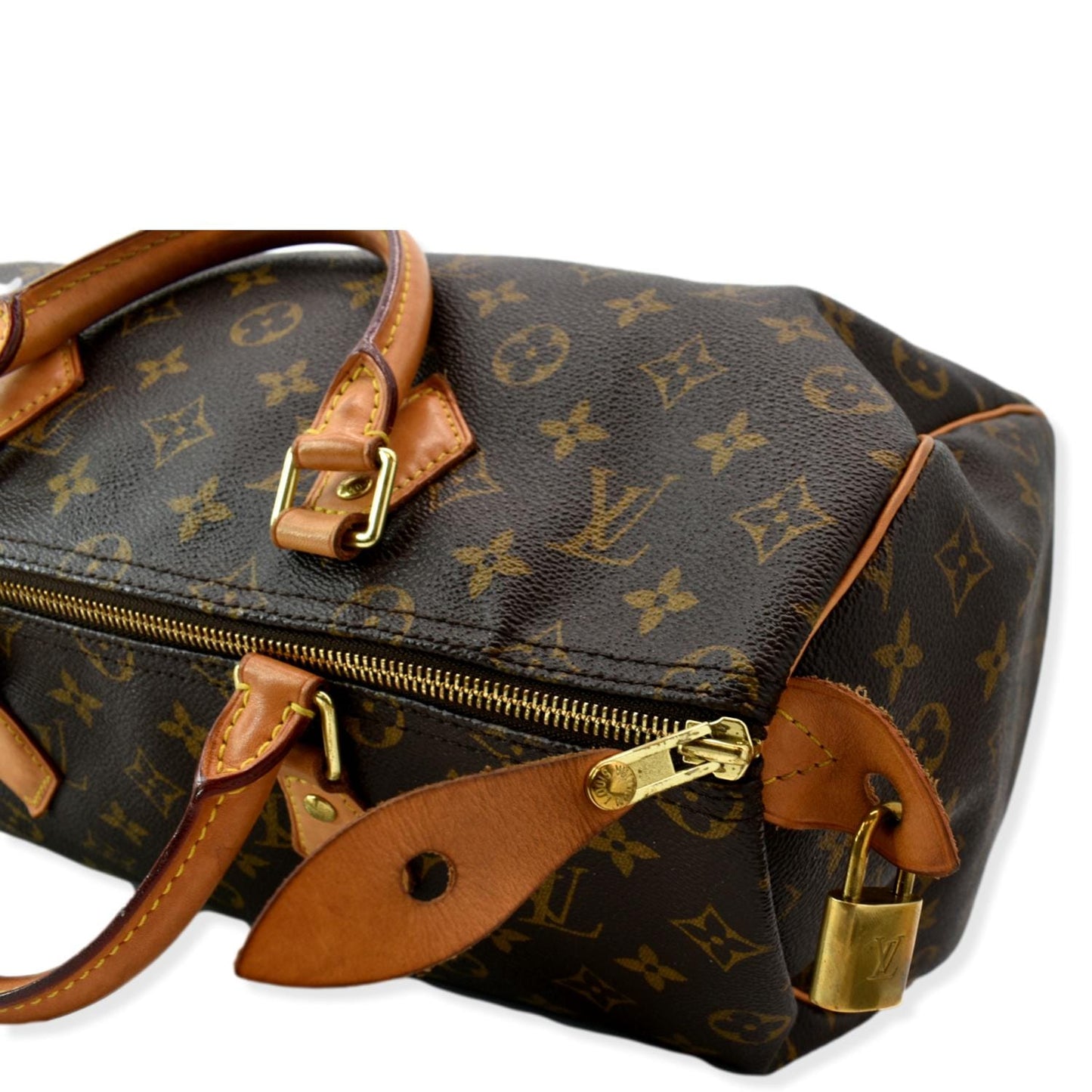 LOUIS VUITTON  Speedy 35 Monogram Canvas Satchel Bag Brown
