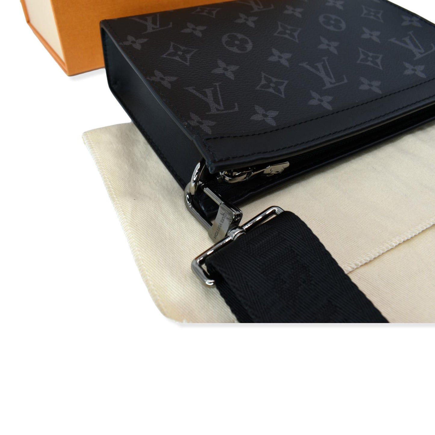 Louis Vuitton Gaston Wearable Monogram Eclipse Reverse Wallet Crossbody Bag Gray