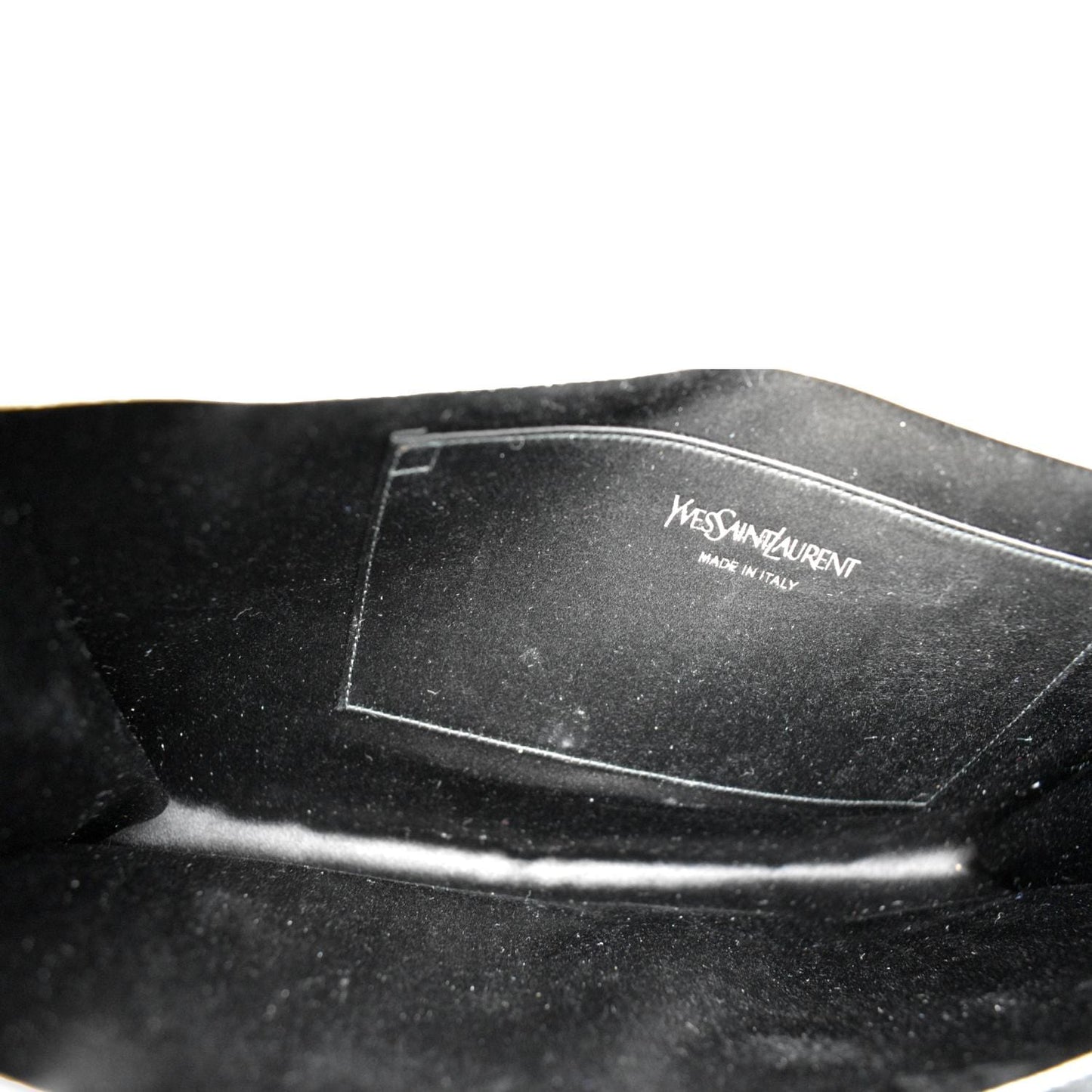 YVES SAINT LAURENT Belle de Jour Leather Clutch Bag Silver