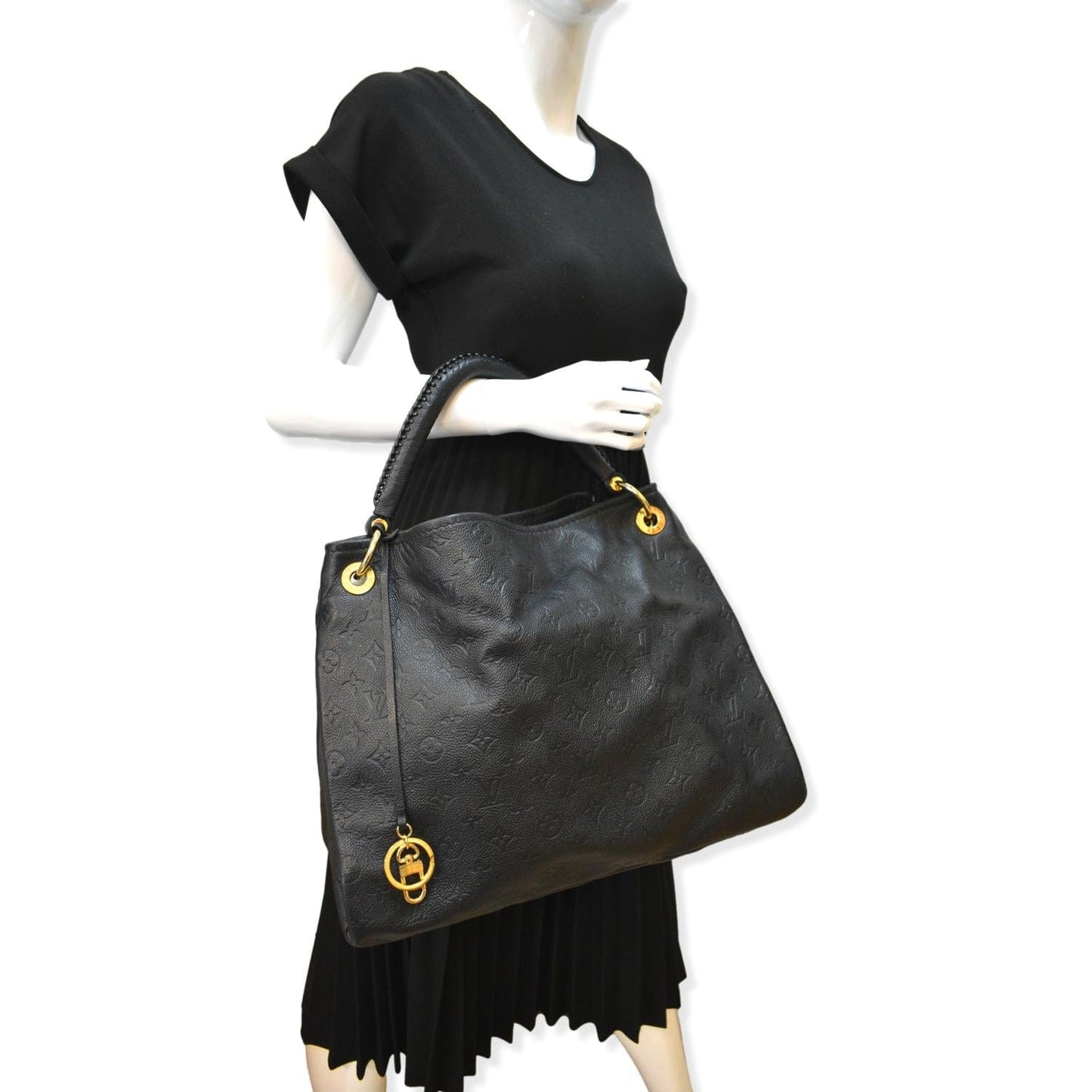 LOUIS VUITTON Artsy MM Empreinte Leather Shoulder Bag Black