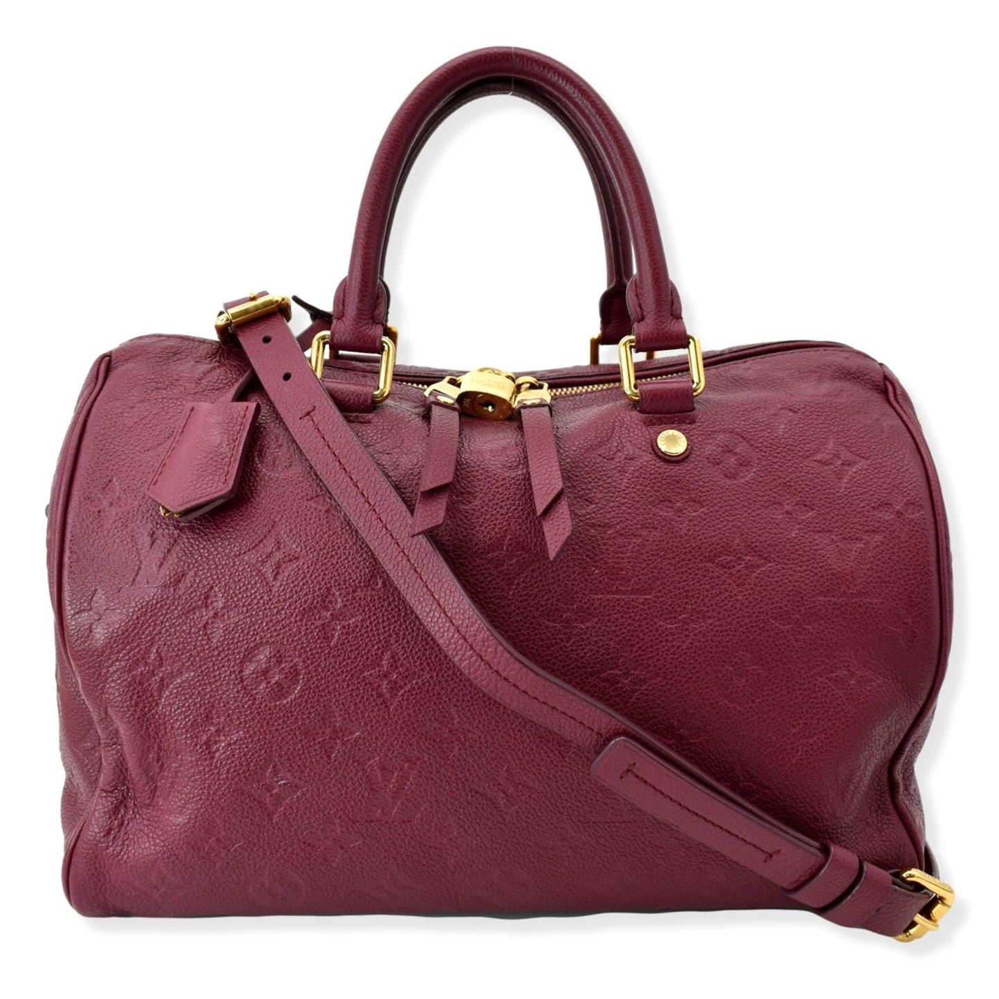 LOUIS VUITTON Speedy 30 Bandouliere Monogram Leather Shoulder Bag Aurore Burgundy