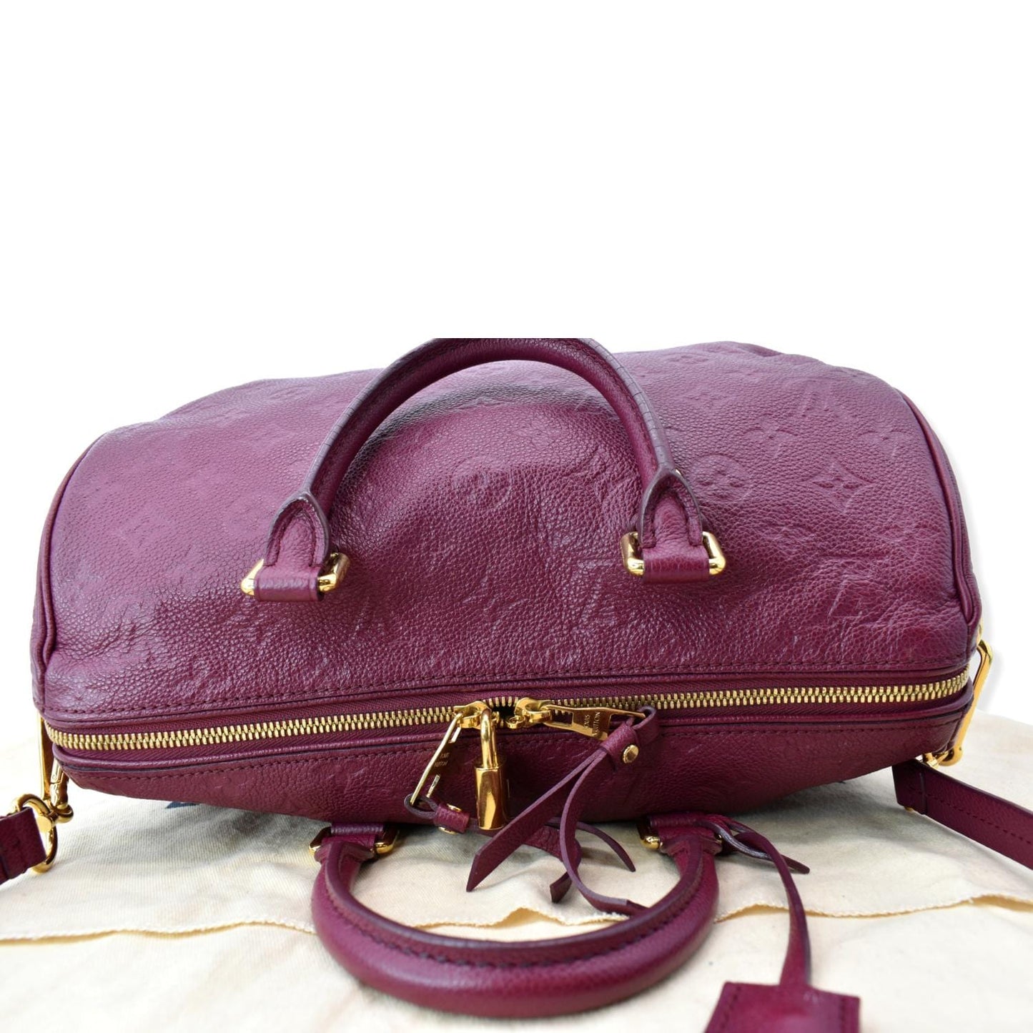 LOUIS VUITTON Speedy 30 Bandouliere Monogram Leather Shoulder Bag Aurore Burgundy