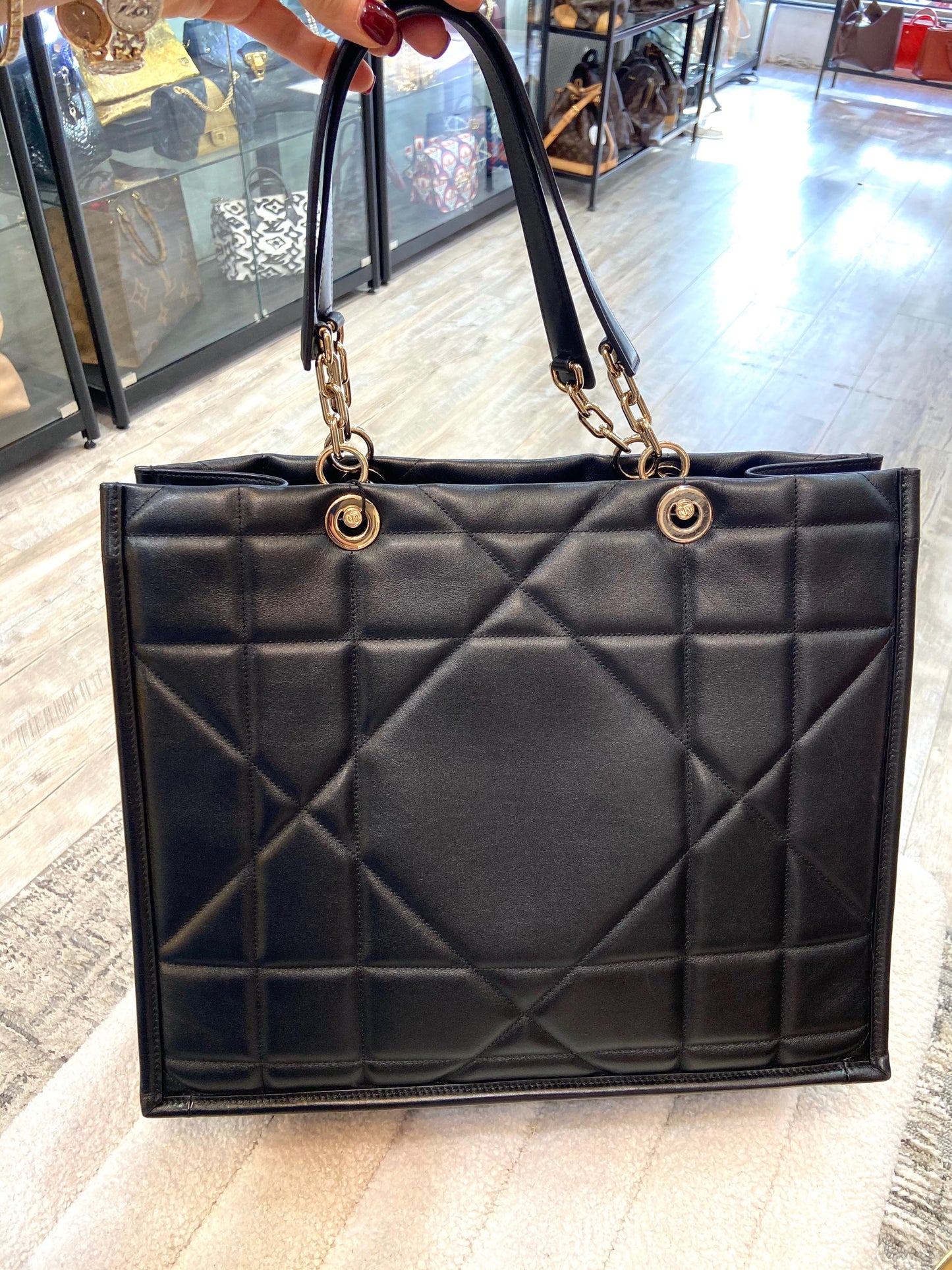 CHRISTIAN DIOR CALFSKIN ARCHICANNAGE ESSENTIAL LARGE TOTE BAG