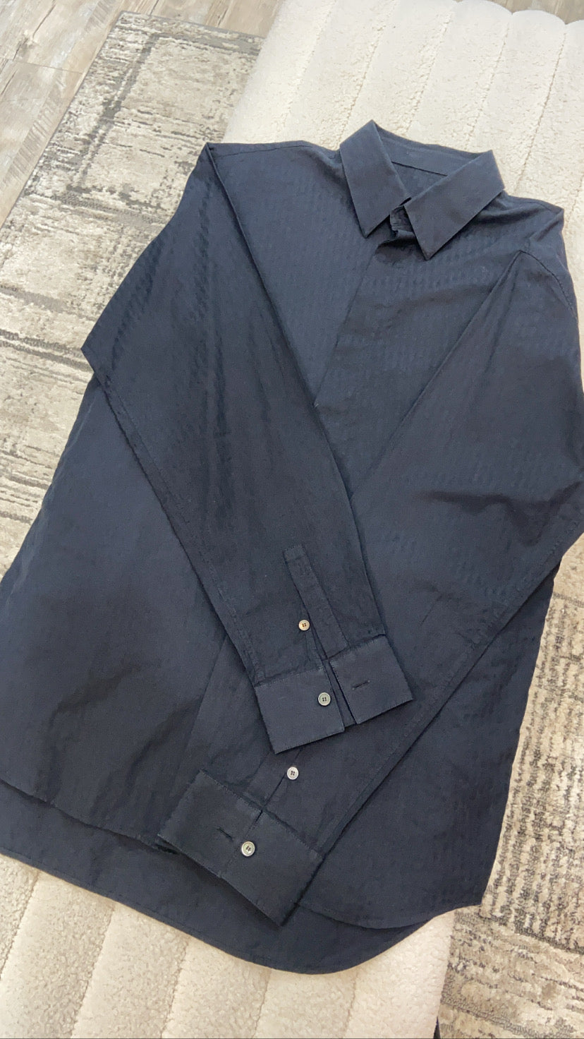 DIOR ESSENTIALS OBLIQUE BLUE BUTTON DOWN SHIRT