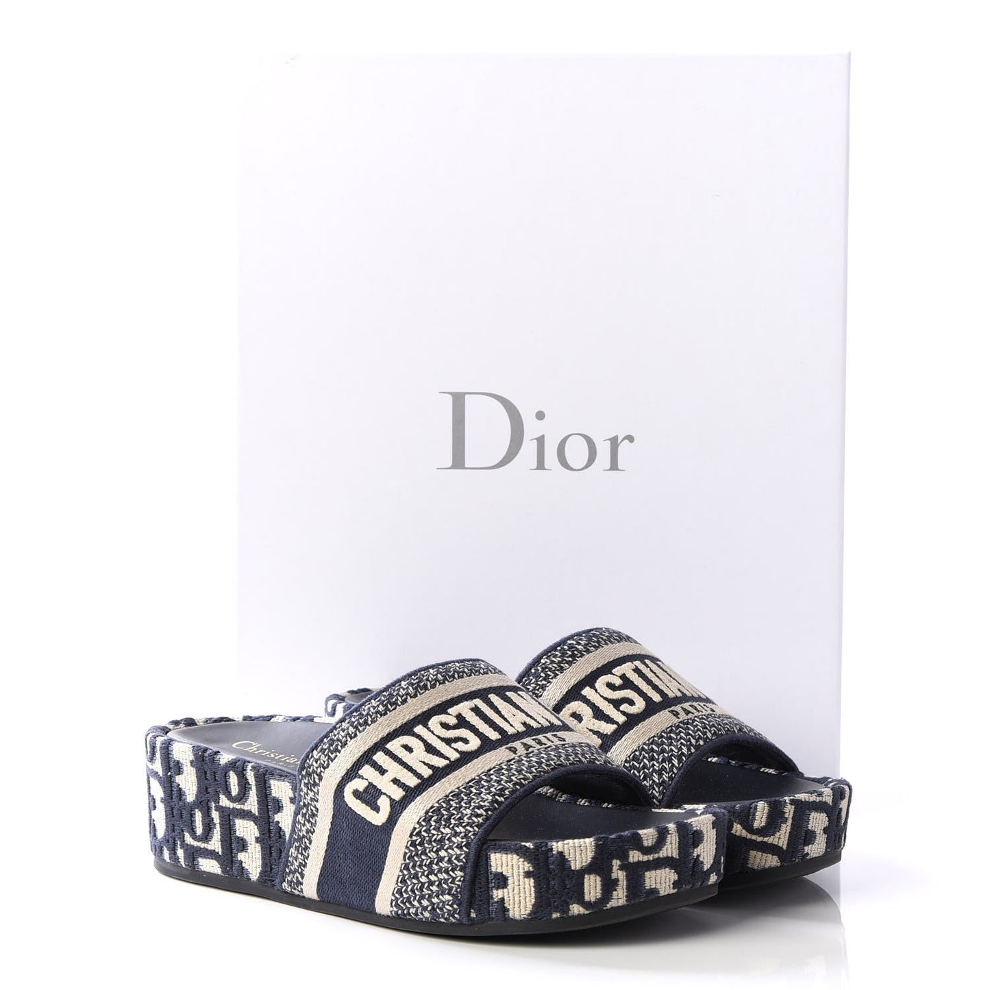 DIOR OBLIQUE D-WAY PLATFORM SANDALS DEEP BLUE