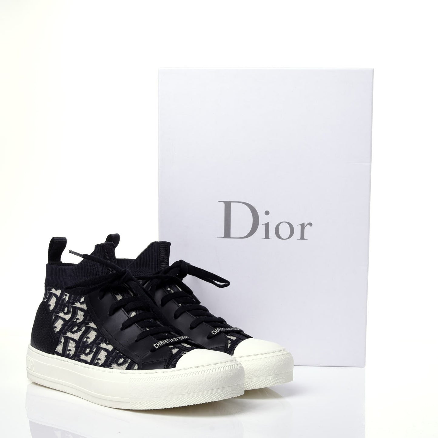 DIOR TECHNICAL KNIT CALFSKIN WALK'N DIOR MID TOP SNEAKERS