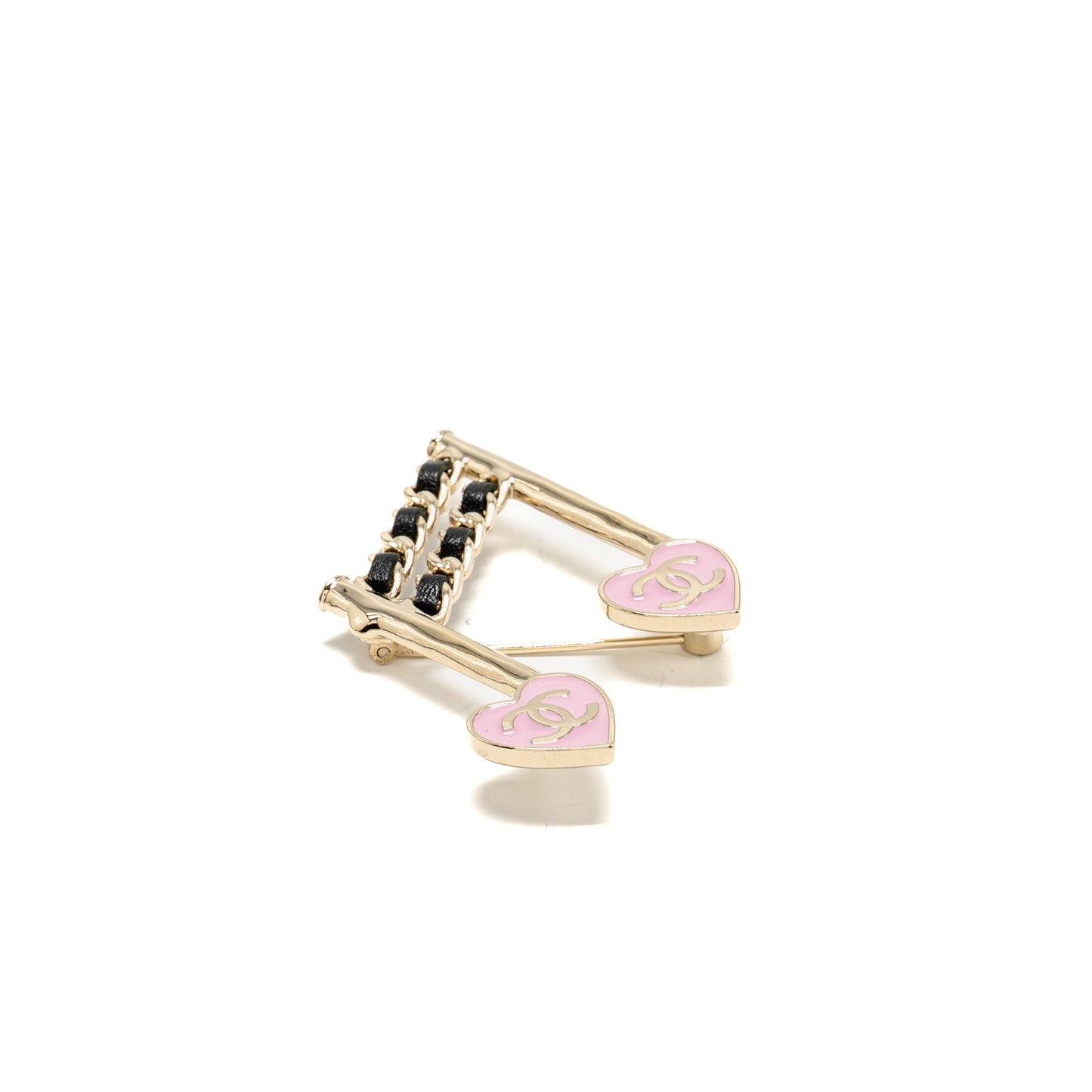 Chanel 24a Music Note CC Logo Heart Brooch Gold Tone
