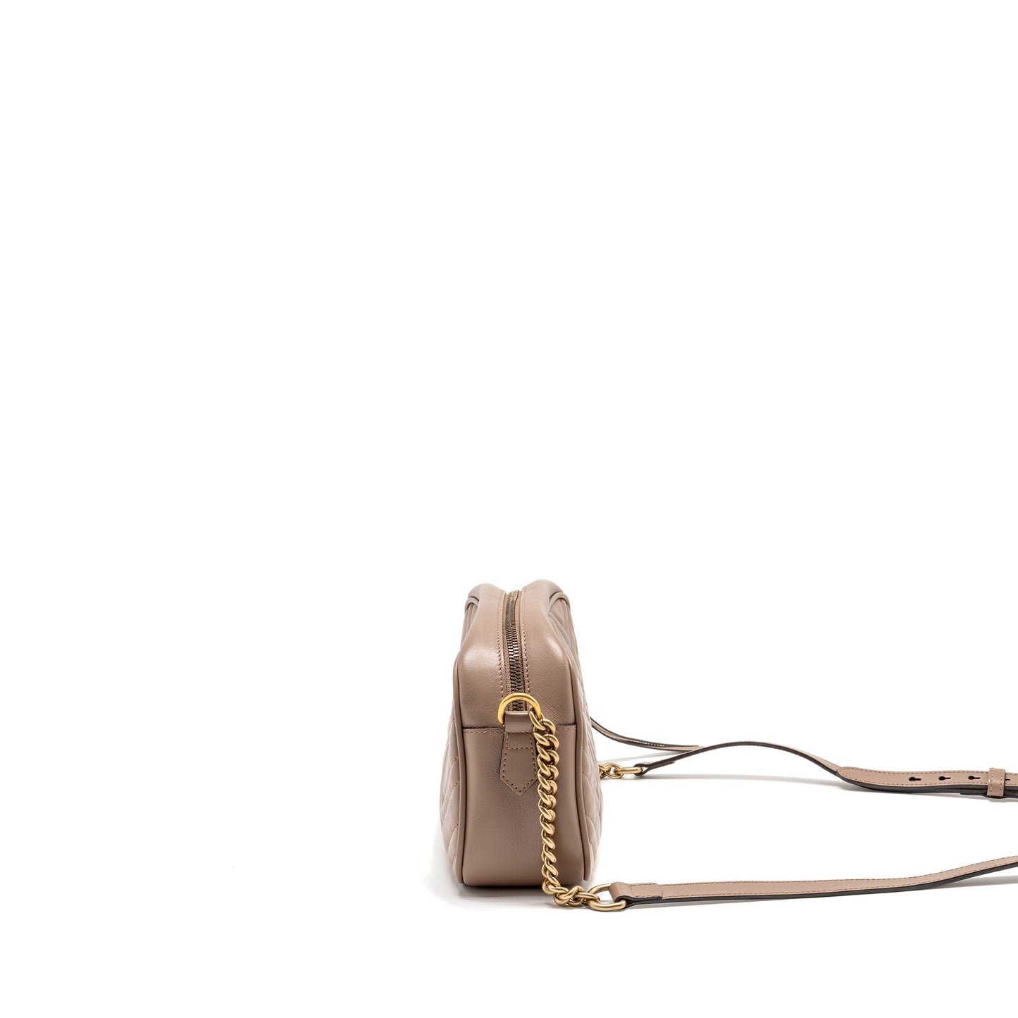Gucci Small Marmont Camera Purse Matelasse Chevron Leather Pink
