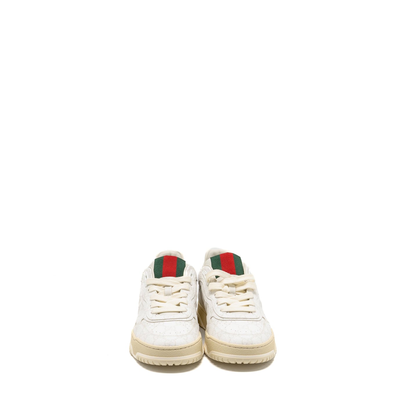 Gucci Size 37.5 Re-Web Trainer Supreme Canvas/Leather Beige/White