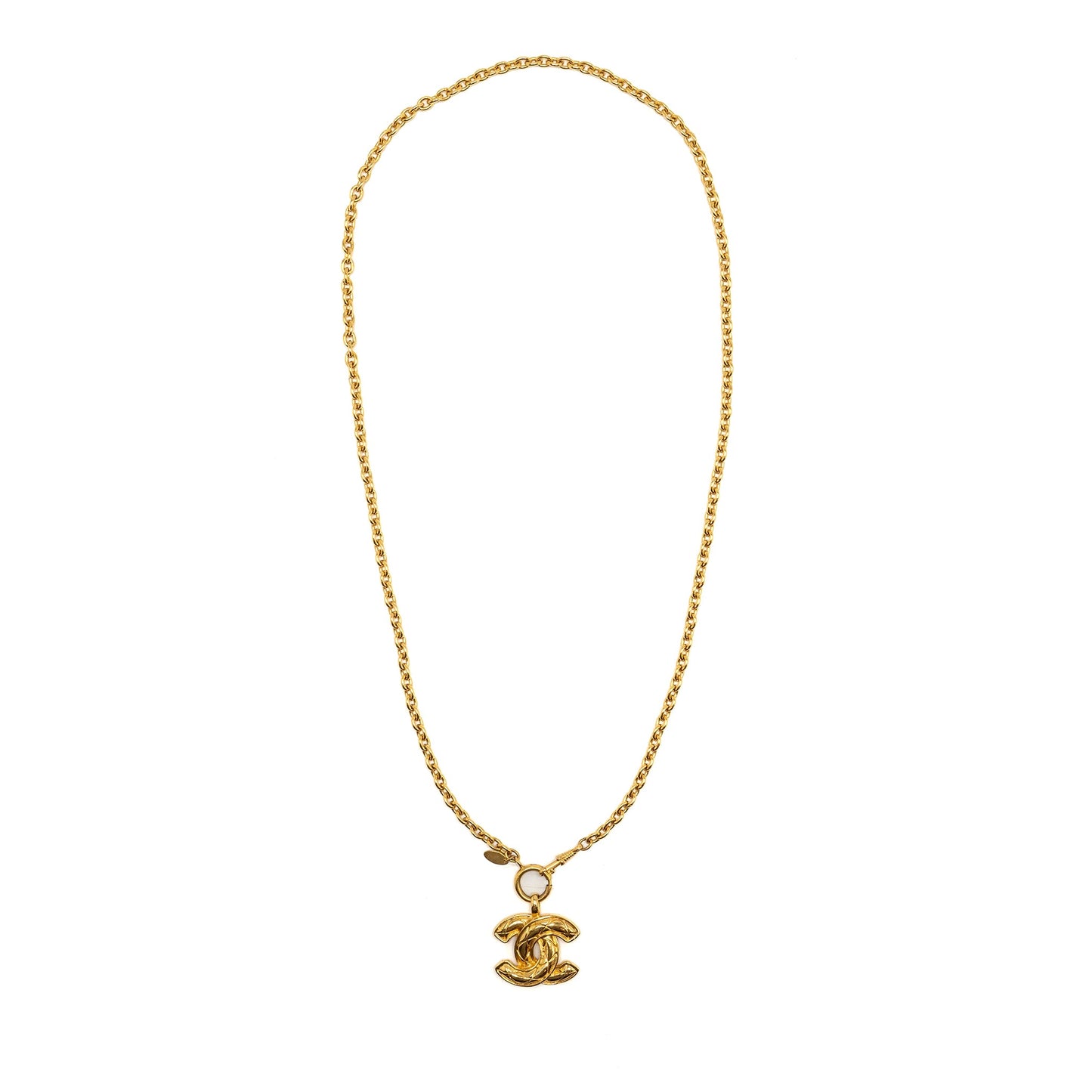 Chanel Vintage CC Logo Gold-plated Long Necklace Gold tone