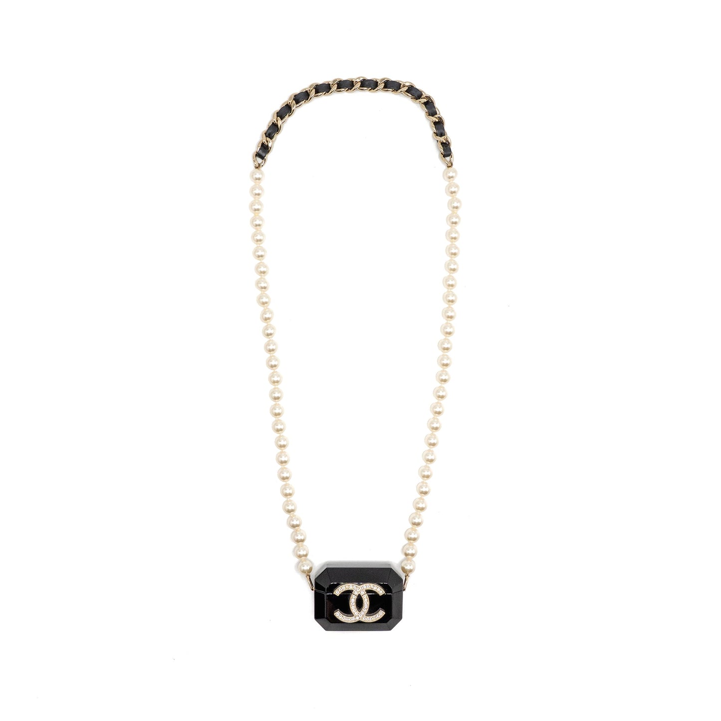 Chanel AirPods Case with Pearl Chain Black LGHW