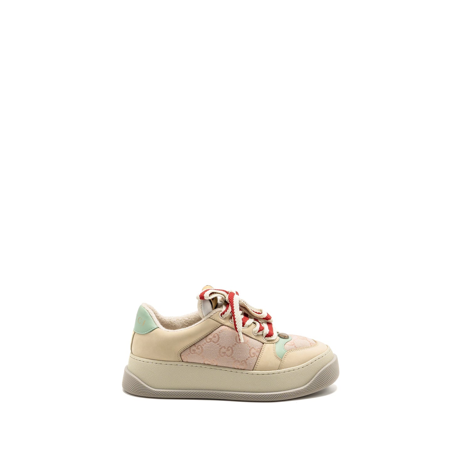 Gucci Size 37 Screener Trainer Canvas/Leather Pink/Beige/Multicolour