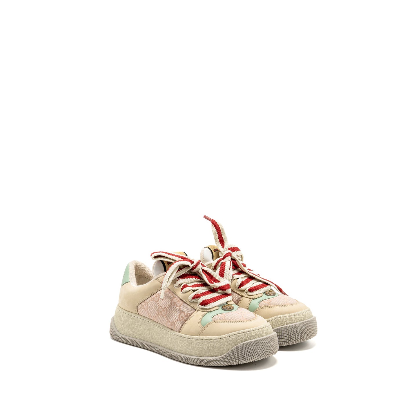 Gucci Size 37 Screener Trainer Canvas/Leather Pink/Beige/Multicolour