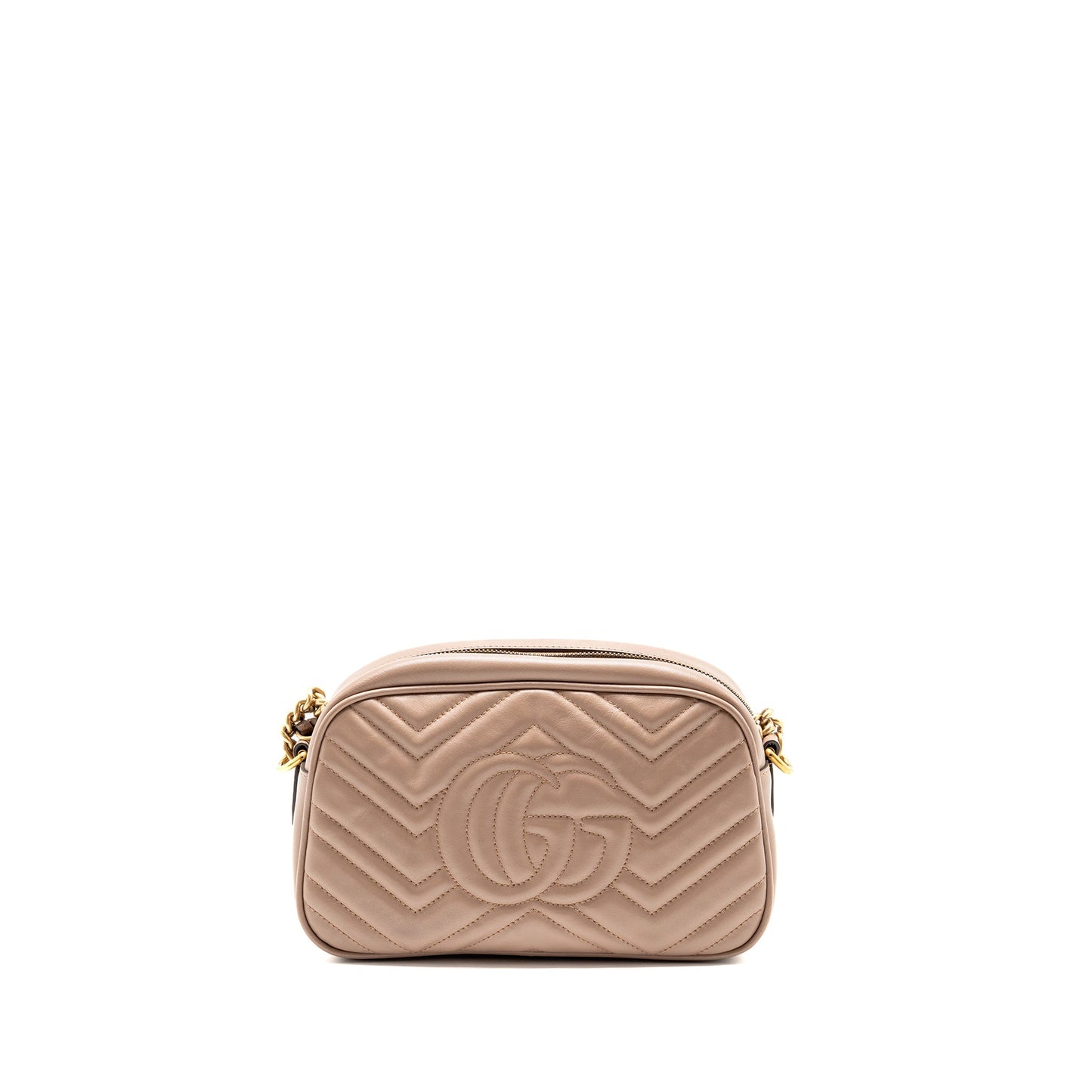 Gucci Small Marmont Camera Purse Matelasse Chevron Leather Pink