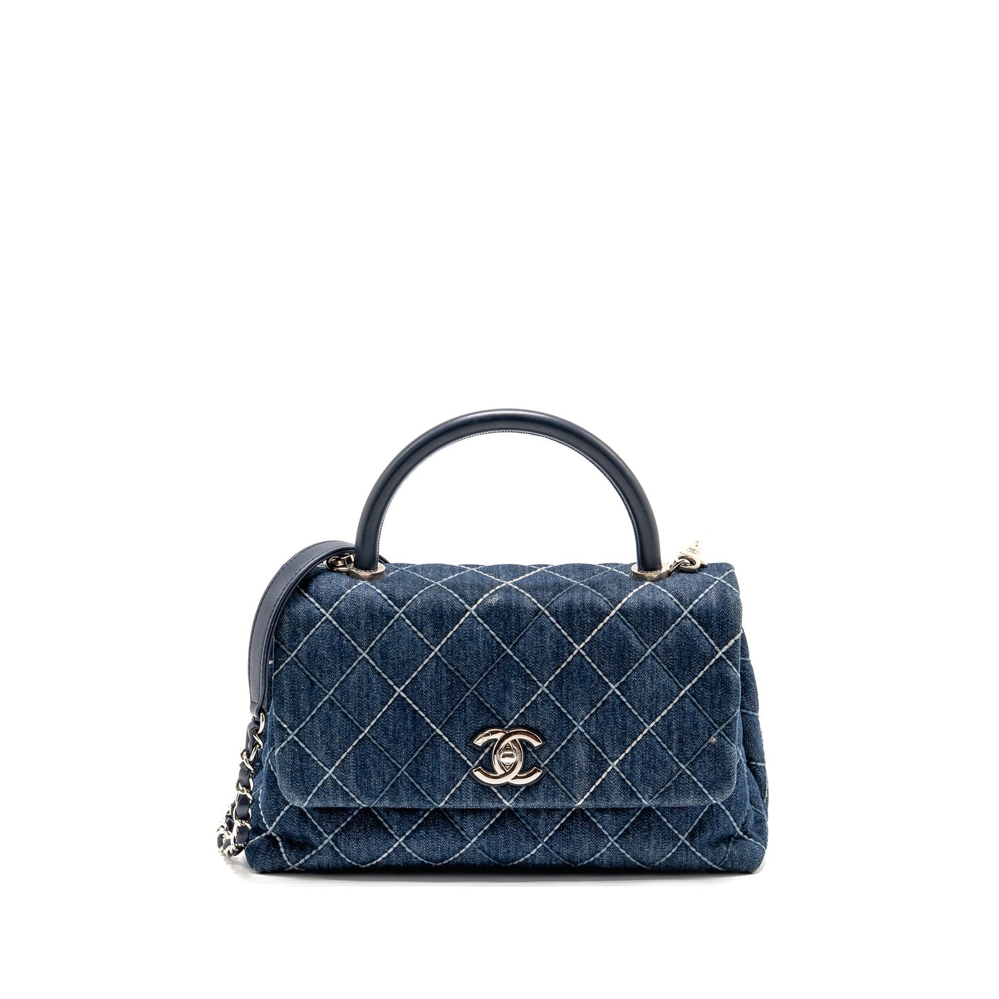 Chanel Medium Coco Handle Denim/Leather Blue SHW