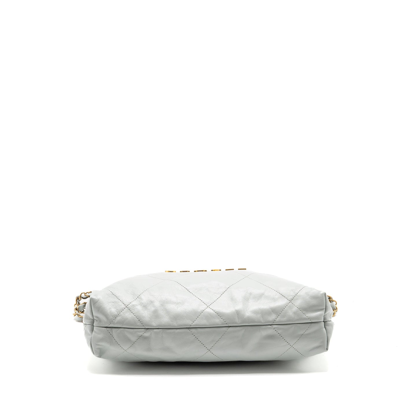 Chanel Small 22 Bag Shiny Calfskin Light Blue GHW (Microchip)