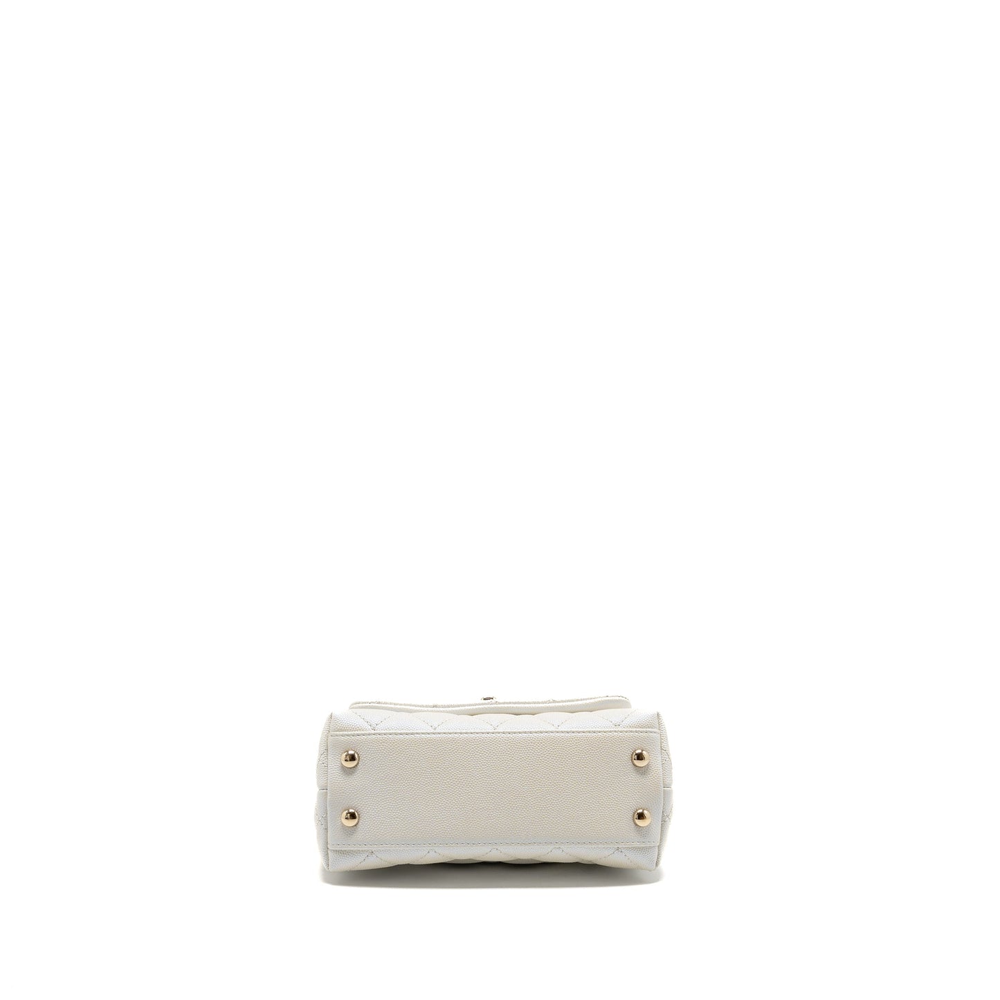 Chanel Mini Coco handle caviar iridescent white LGHW
