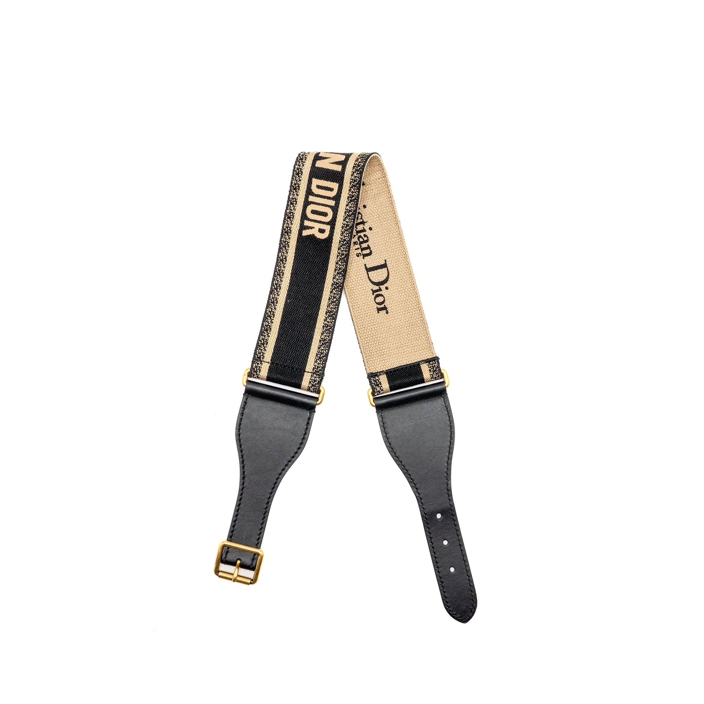 Dior size 75 Belt fabric / leather black / beige
