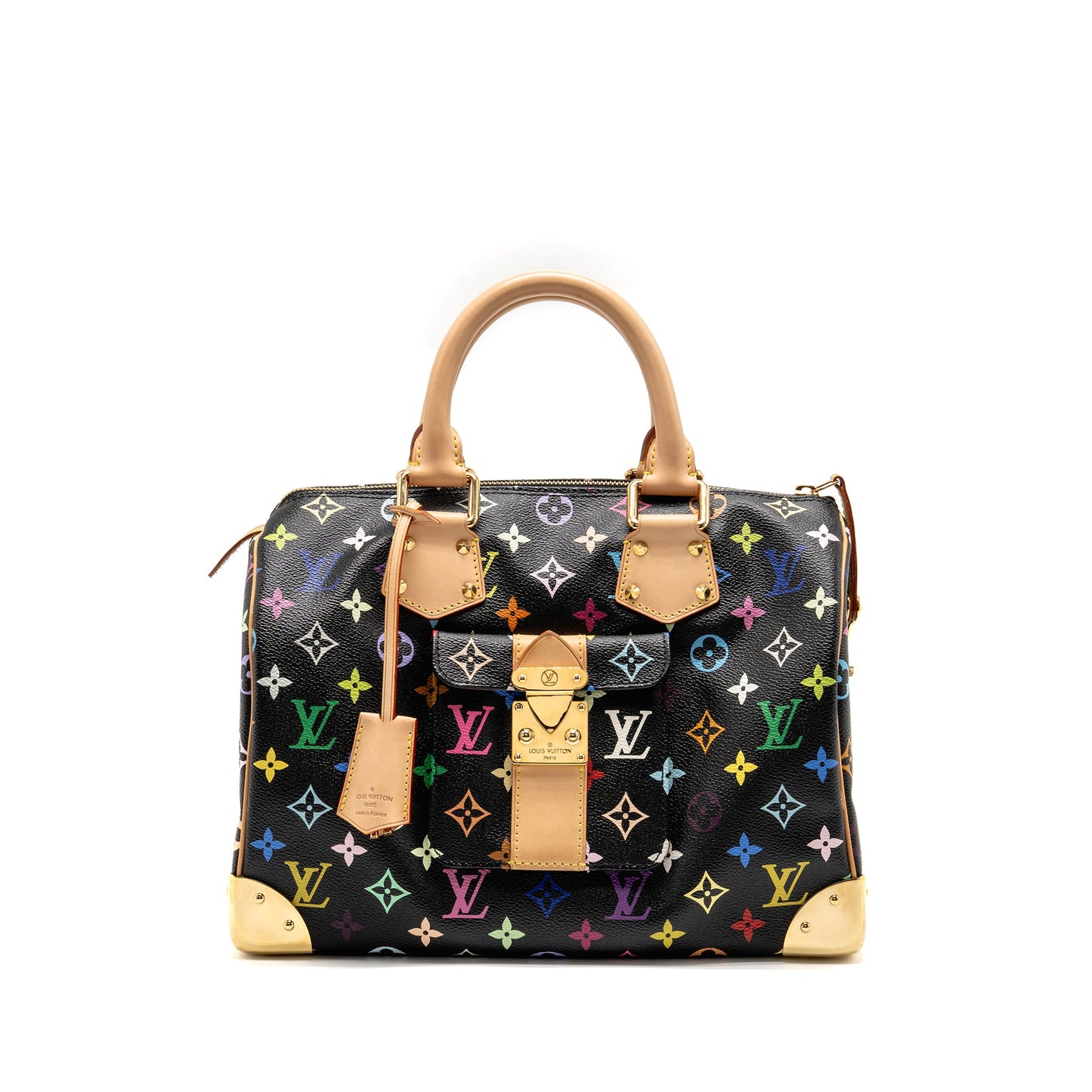 Louis Vuitton x Takashi Murakami Speedy 30 Limited Edition Multicoloured Monogram Canvas Black