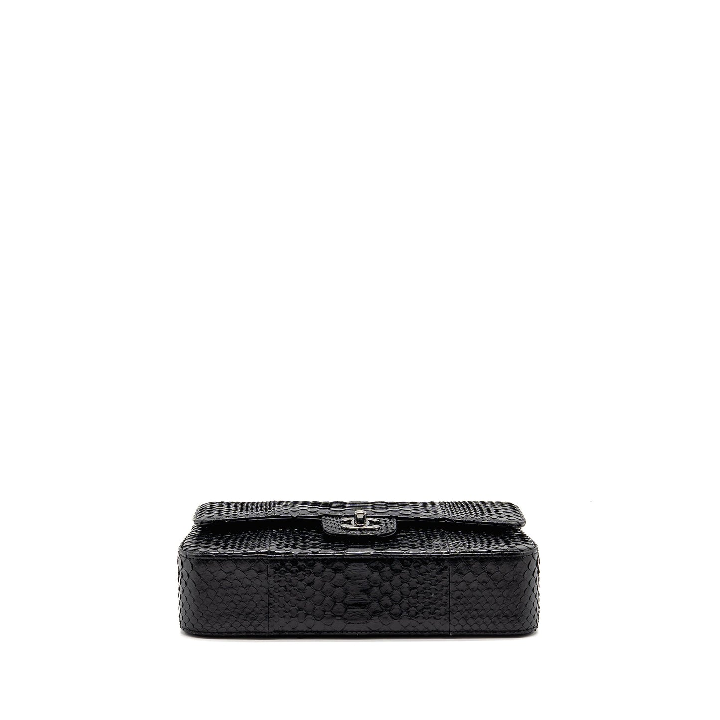 Chanel Medium Classic Double Flap Bag Python Black SHW