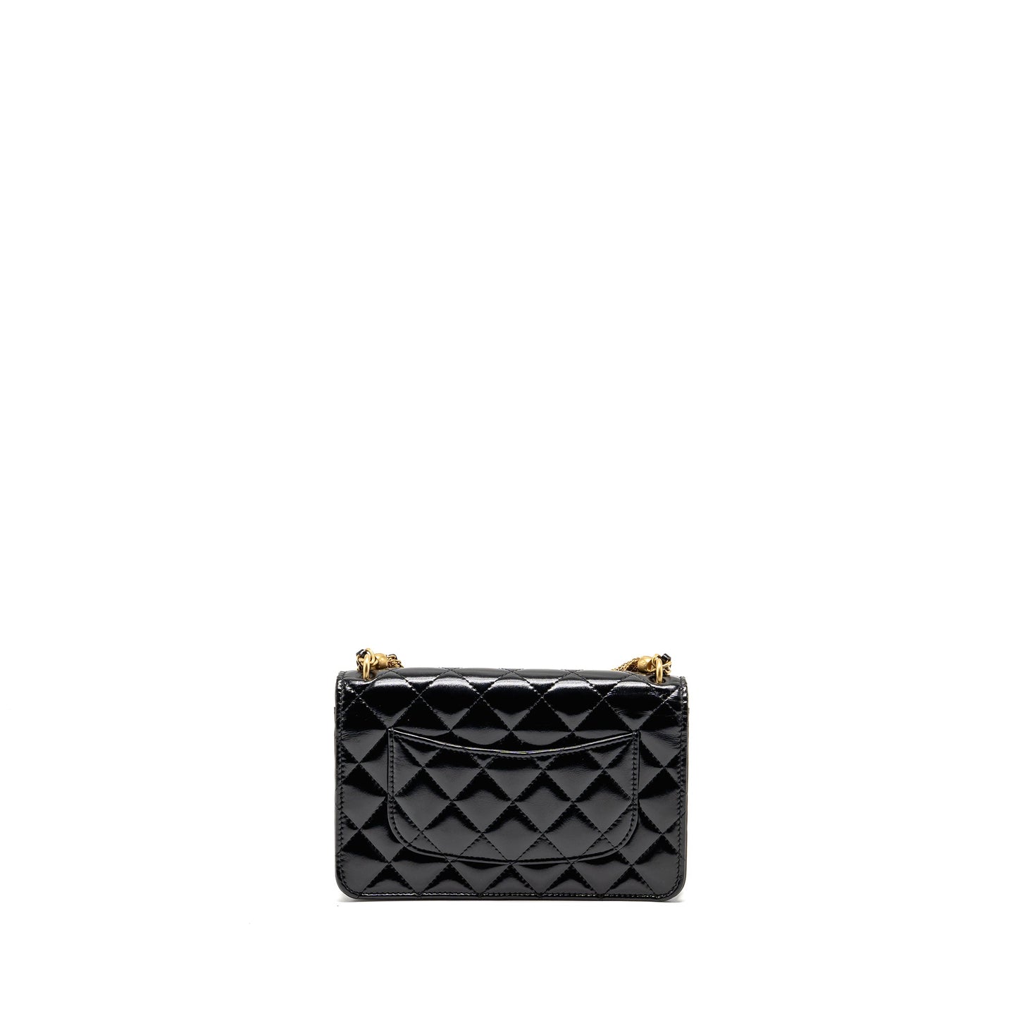 Chanel 24A Detailed Chain Wallet on Chain Shiny Calfskin Black GHW (Microchipï¼